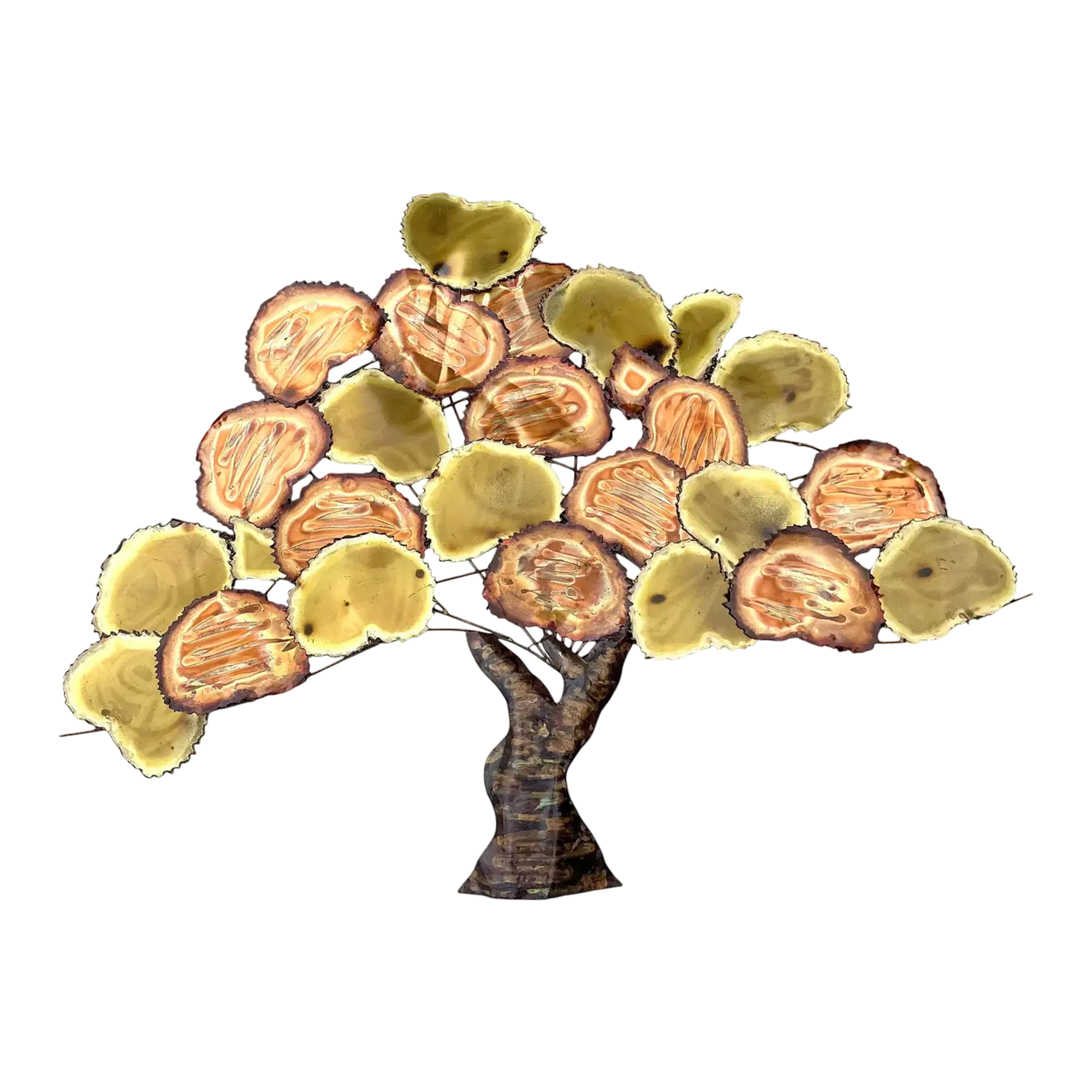 Vintage Torch Cut Brass and Copper Tree Wall Sculpture