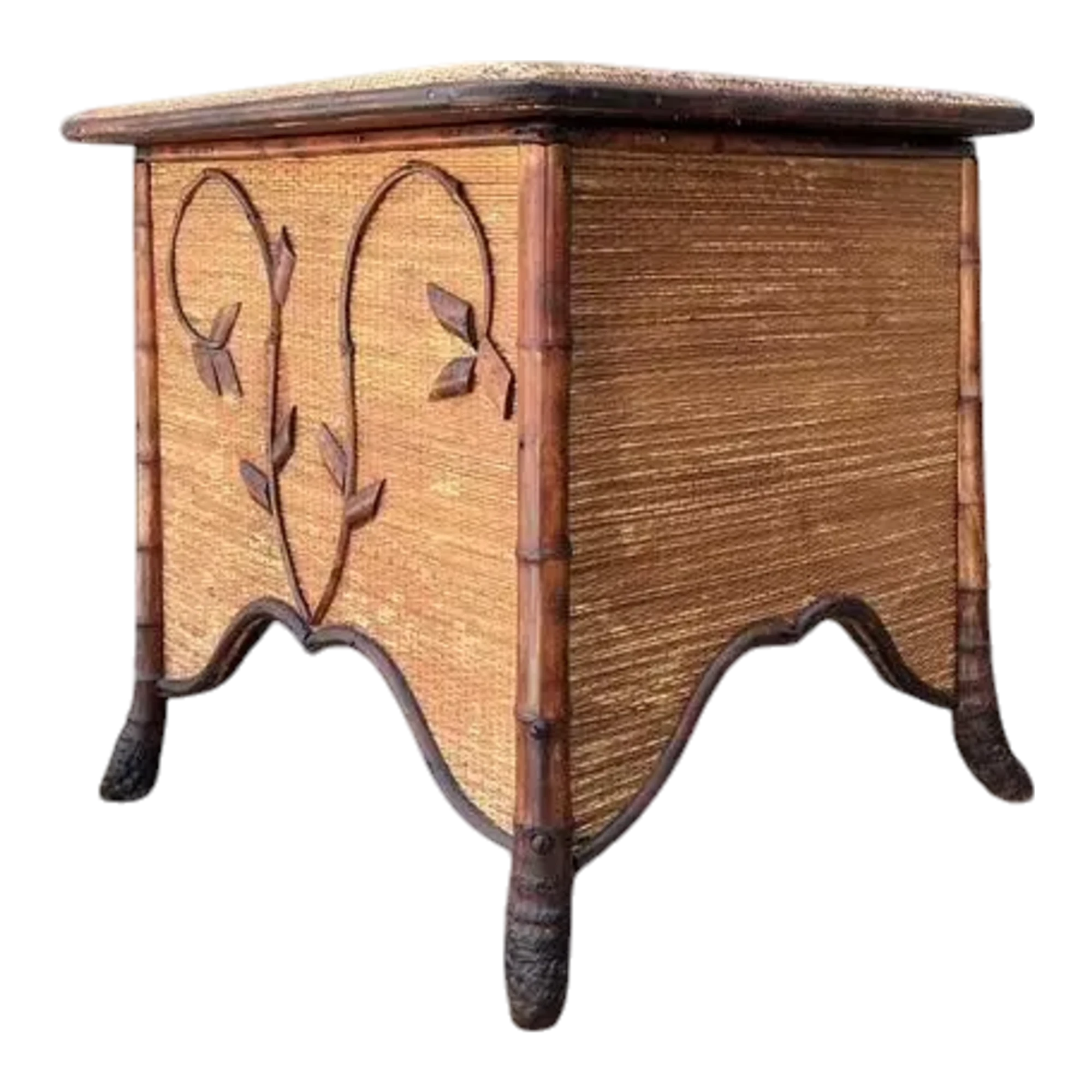 Vintage Tortoise Bamboo Sewing Box