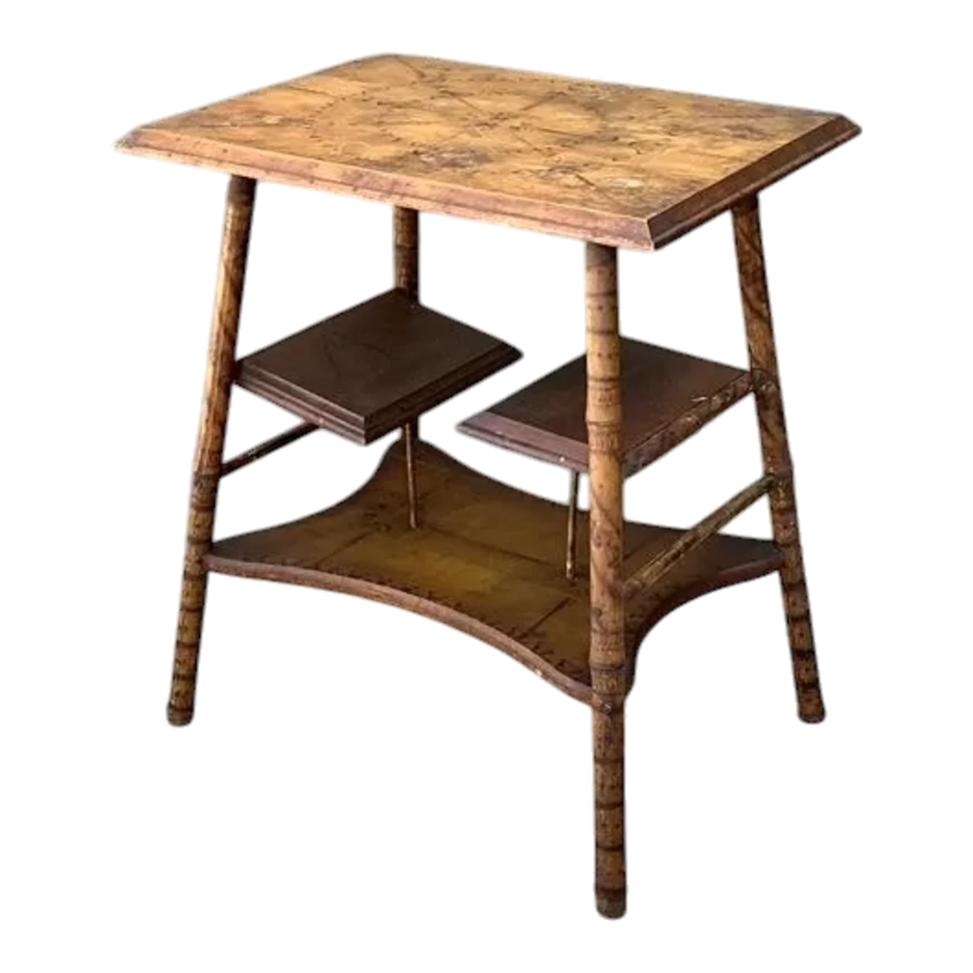 Vintage Tortoise Bamboo Side Table - Bamboo, 24.25W x 27.75H