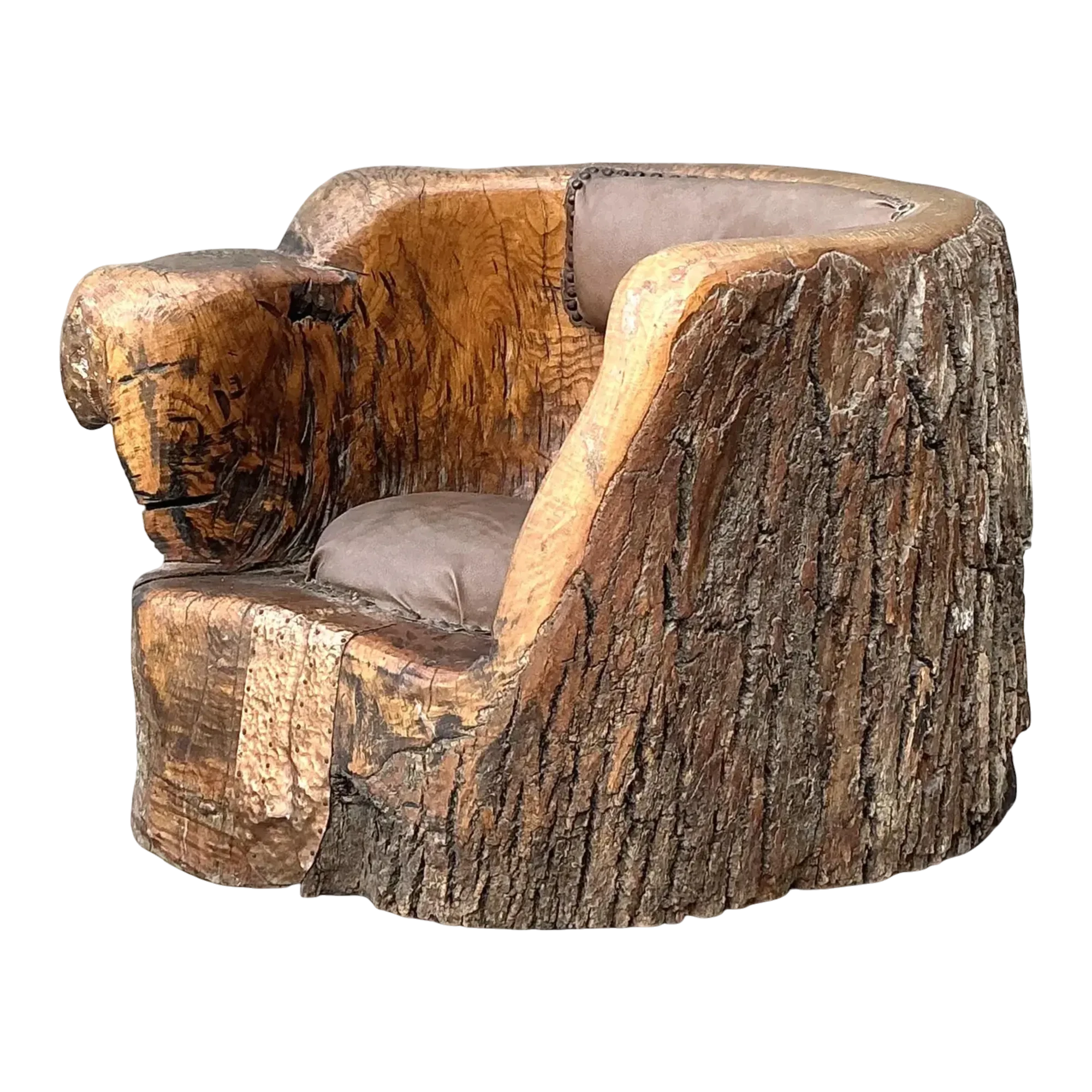 Vintage Tree Trunk Barrel Chair