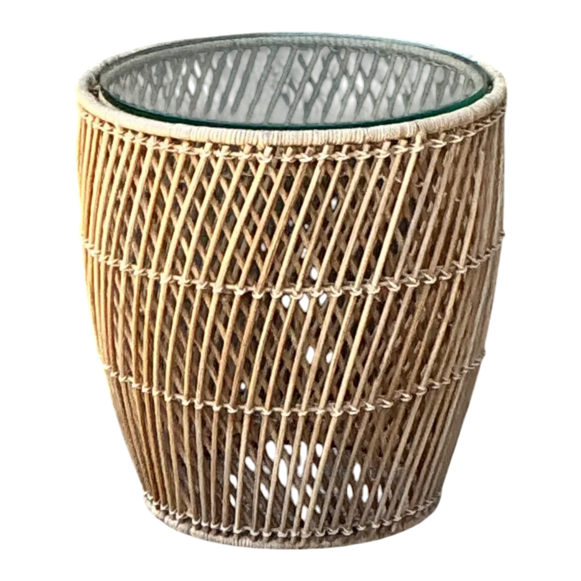 Vintage Twisted Rattan Side Table