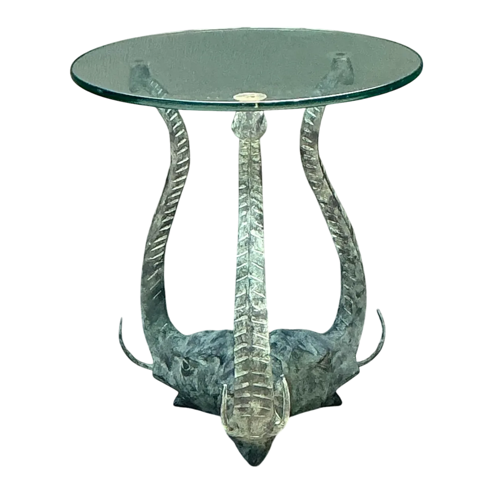 Vintage Verdigris Elephants Side Table