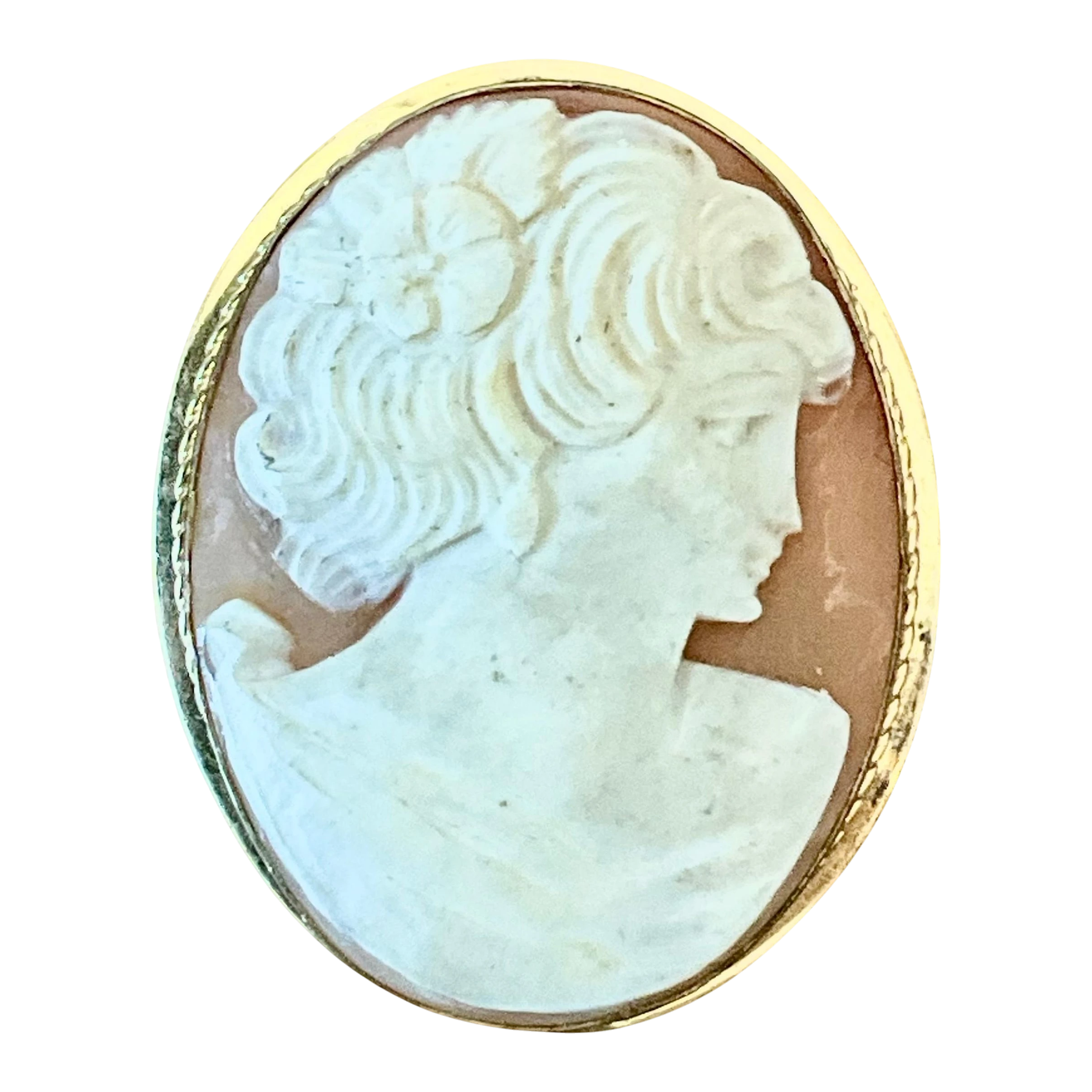 Vintage Victorian Carved Shell Cameo Pendant Brooch