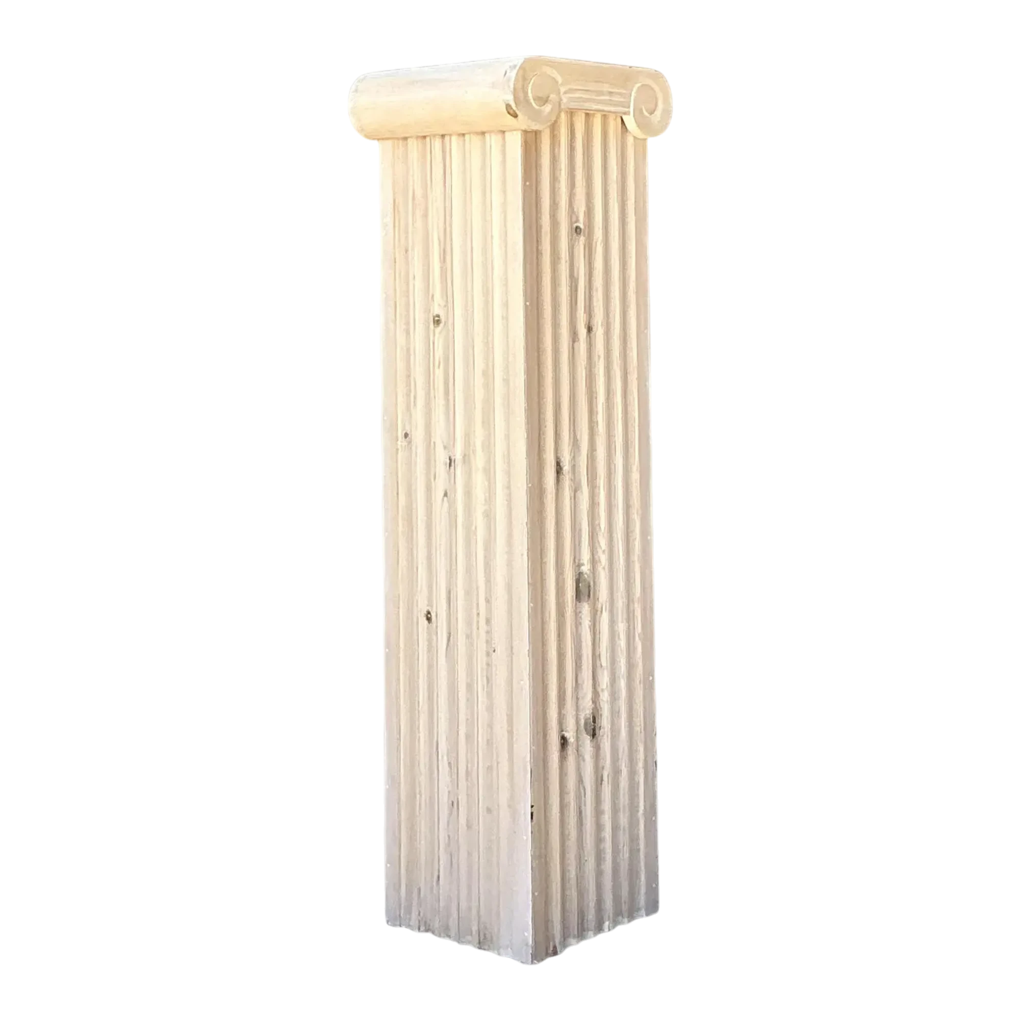 Vintage Washed Knotty Pine Column Pedestal