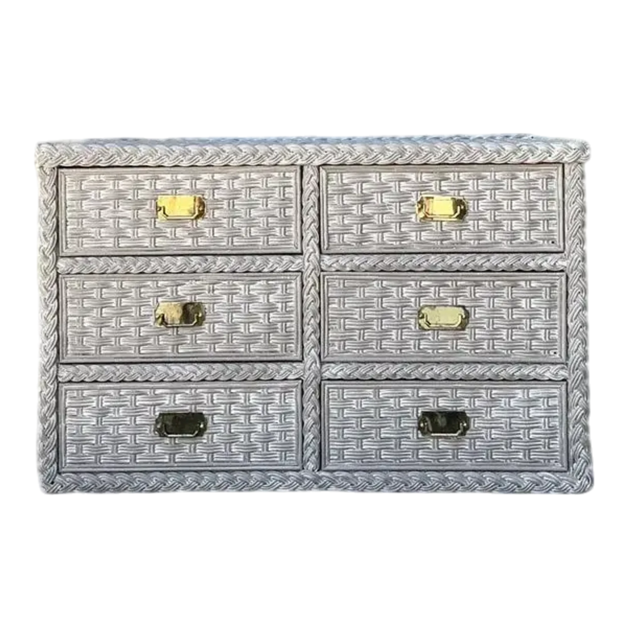 Vintage Washed Woven Rattan Dresser