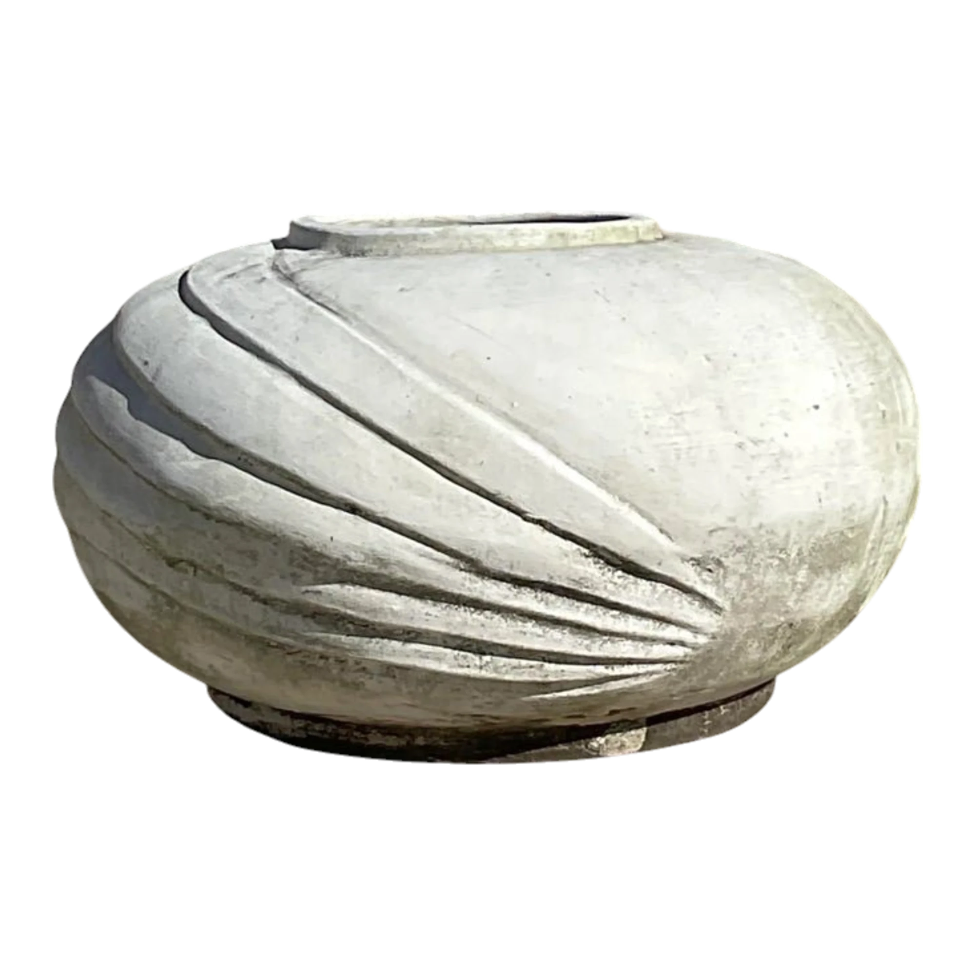 Vintage White Deco Style Terracotta Planter With Ridges