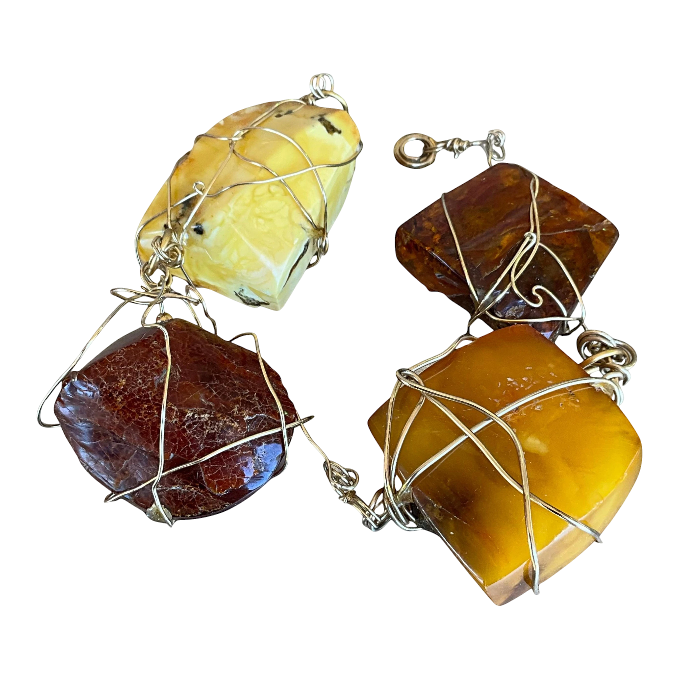 Vintage Wire Wrapped Amber Bracelet Styled After Kazuko Oshima — additional photo 1