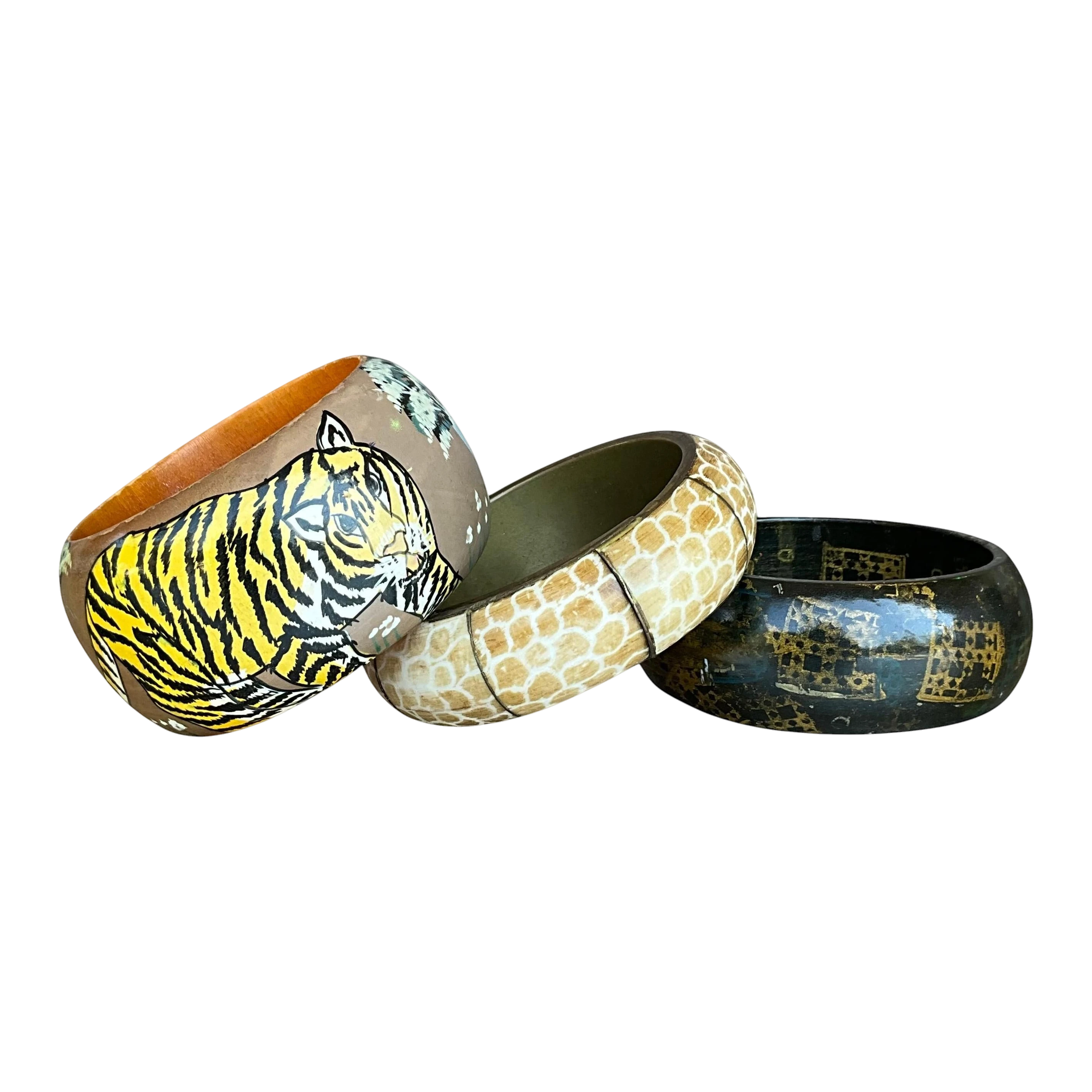 Vintage Wooden African Inspired Bangles- Set of 3 — additional photo 1