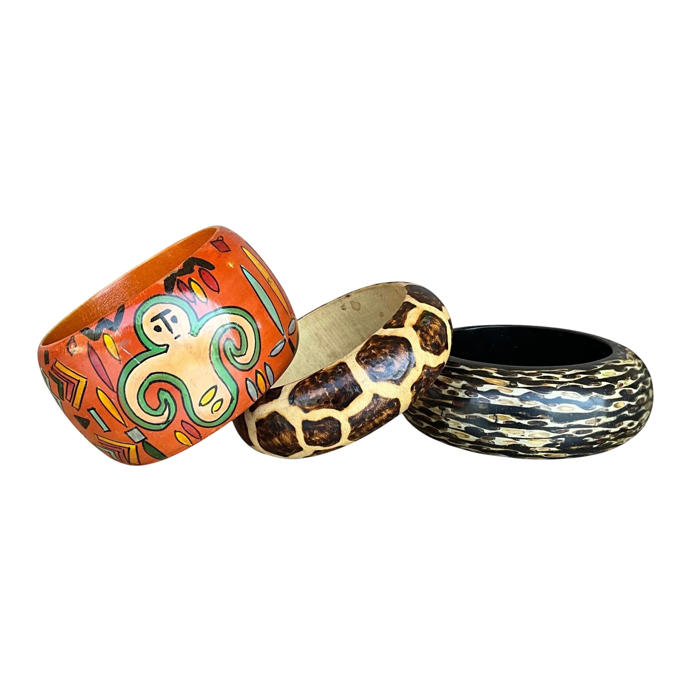 Vintage Wooden African Inspired Bangles- Set of 3 — additional photo 1