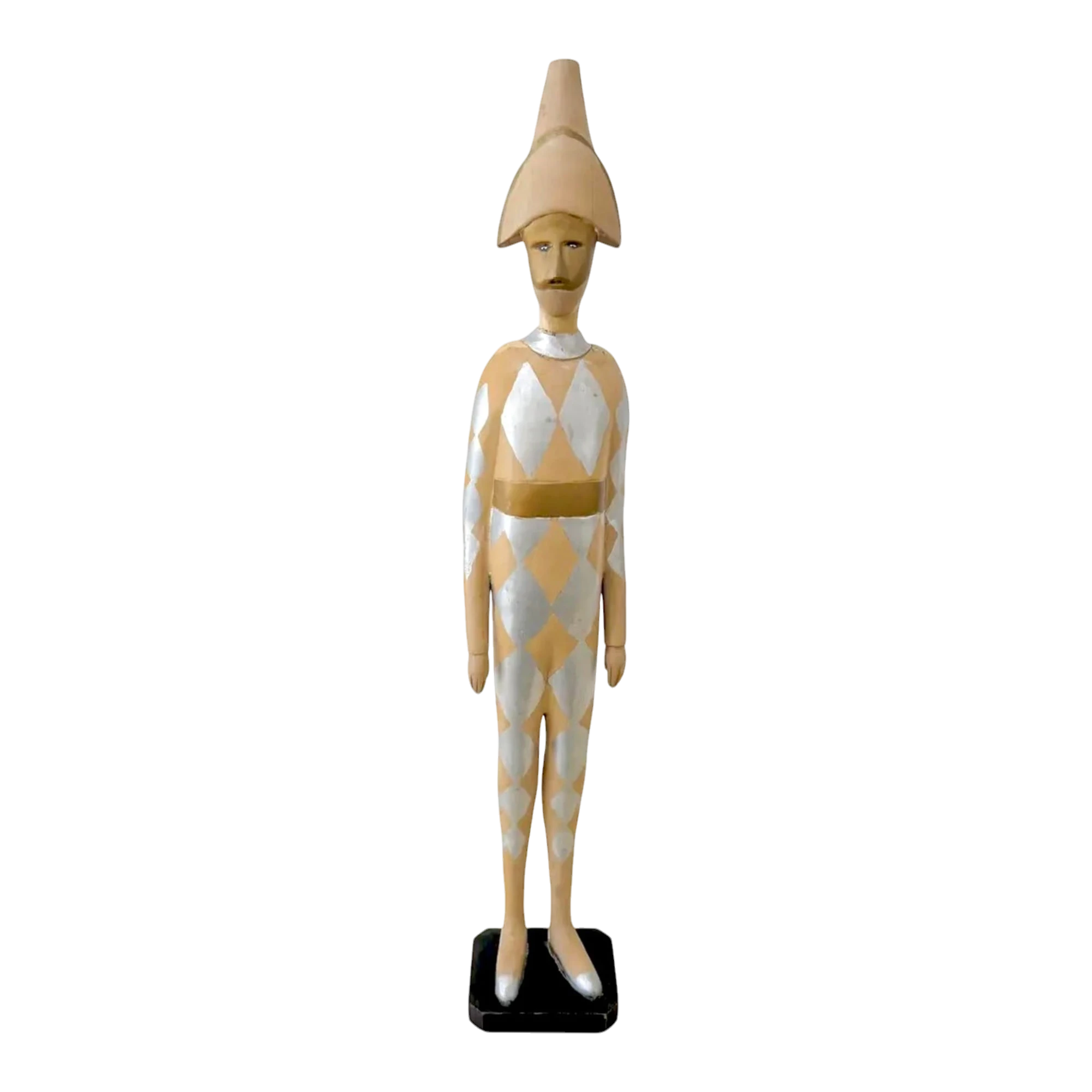 Vintage Wooden Harlequin Jester Figure
