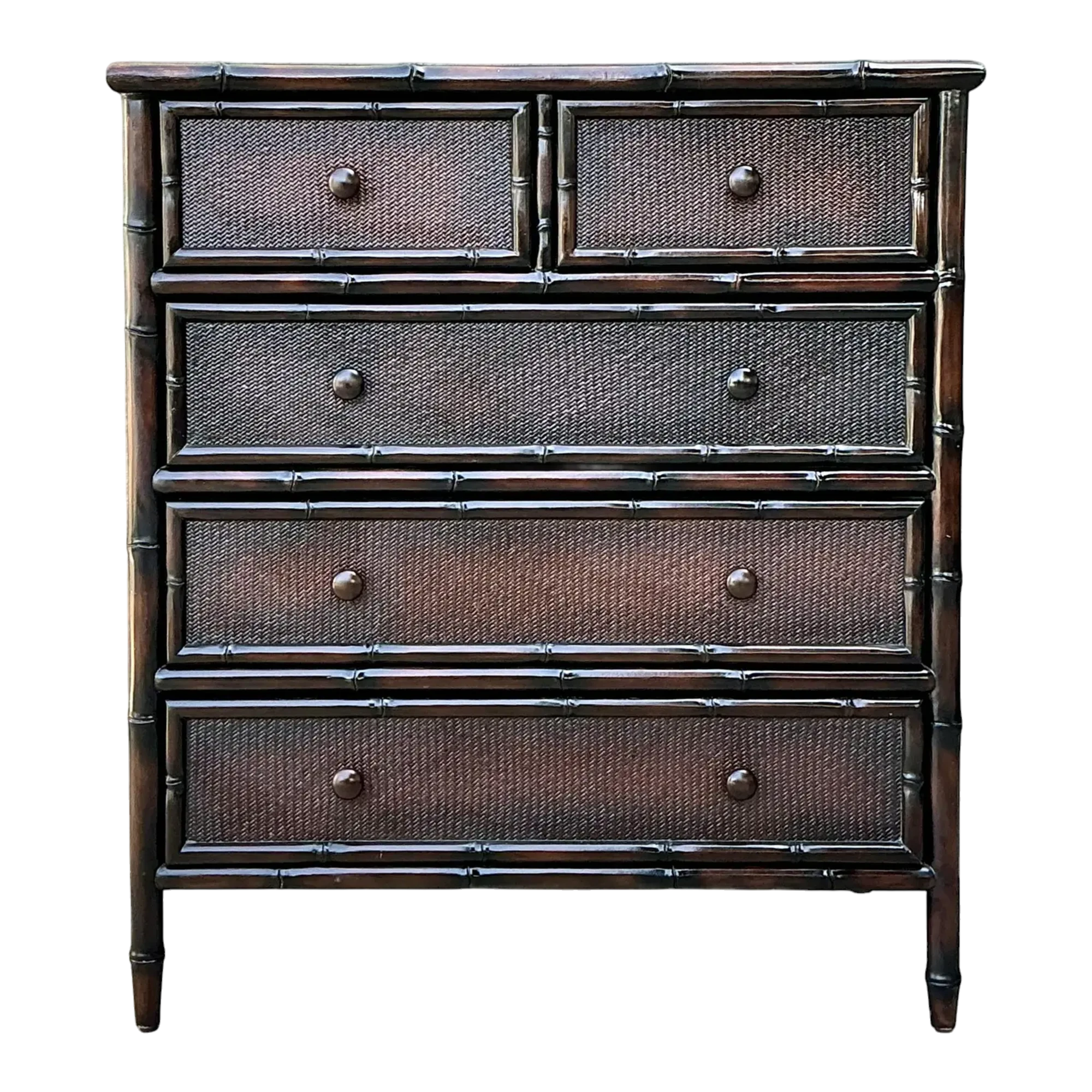 Vintage Woven Rattan Chest of Drawers