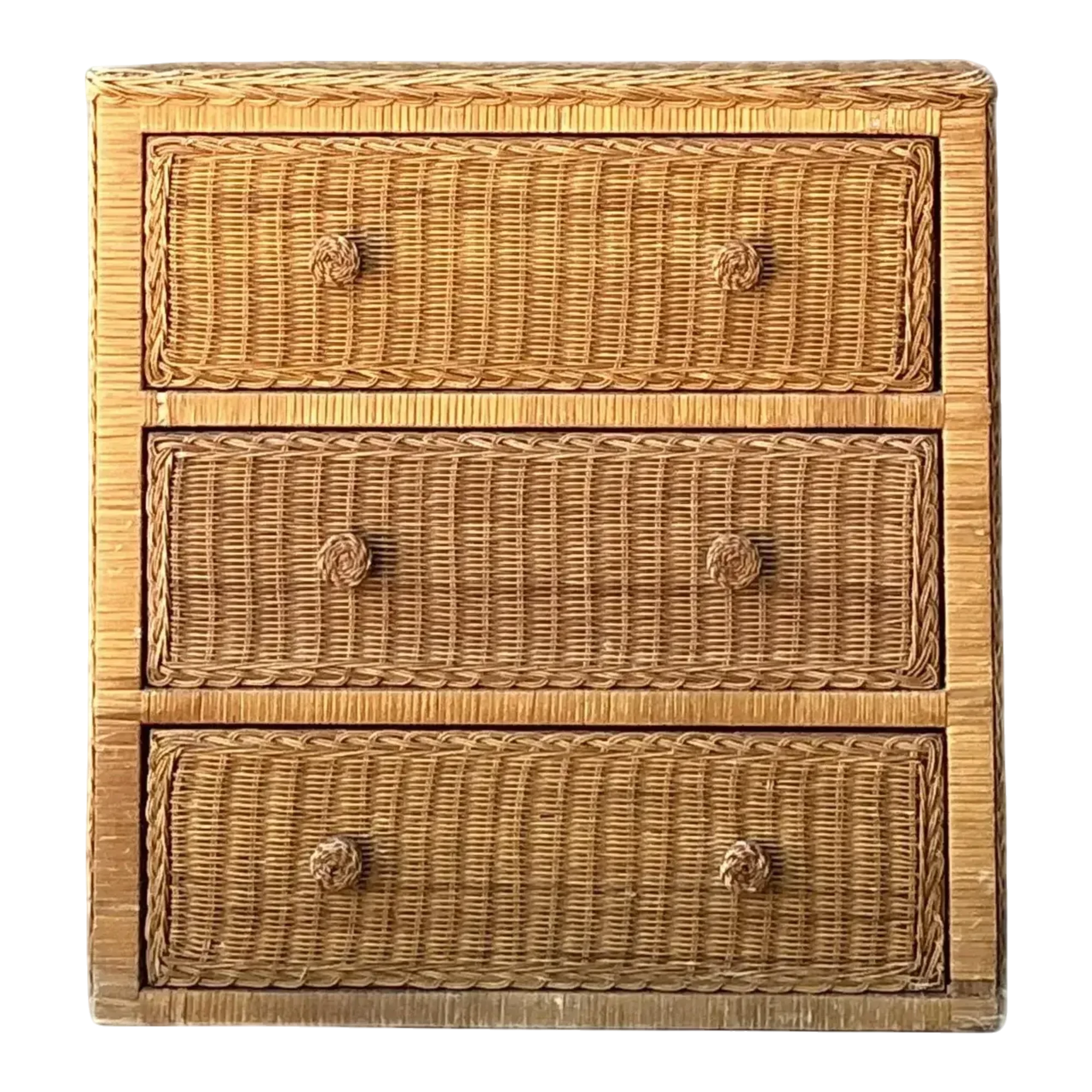 Vintage Woven Rattan Chest of Drawers - Rattan, 27.5W x 28.5H