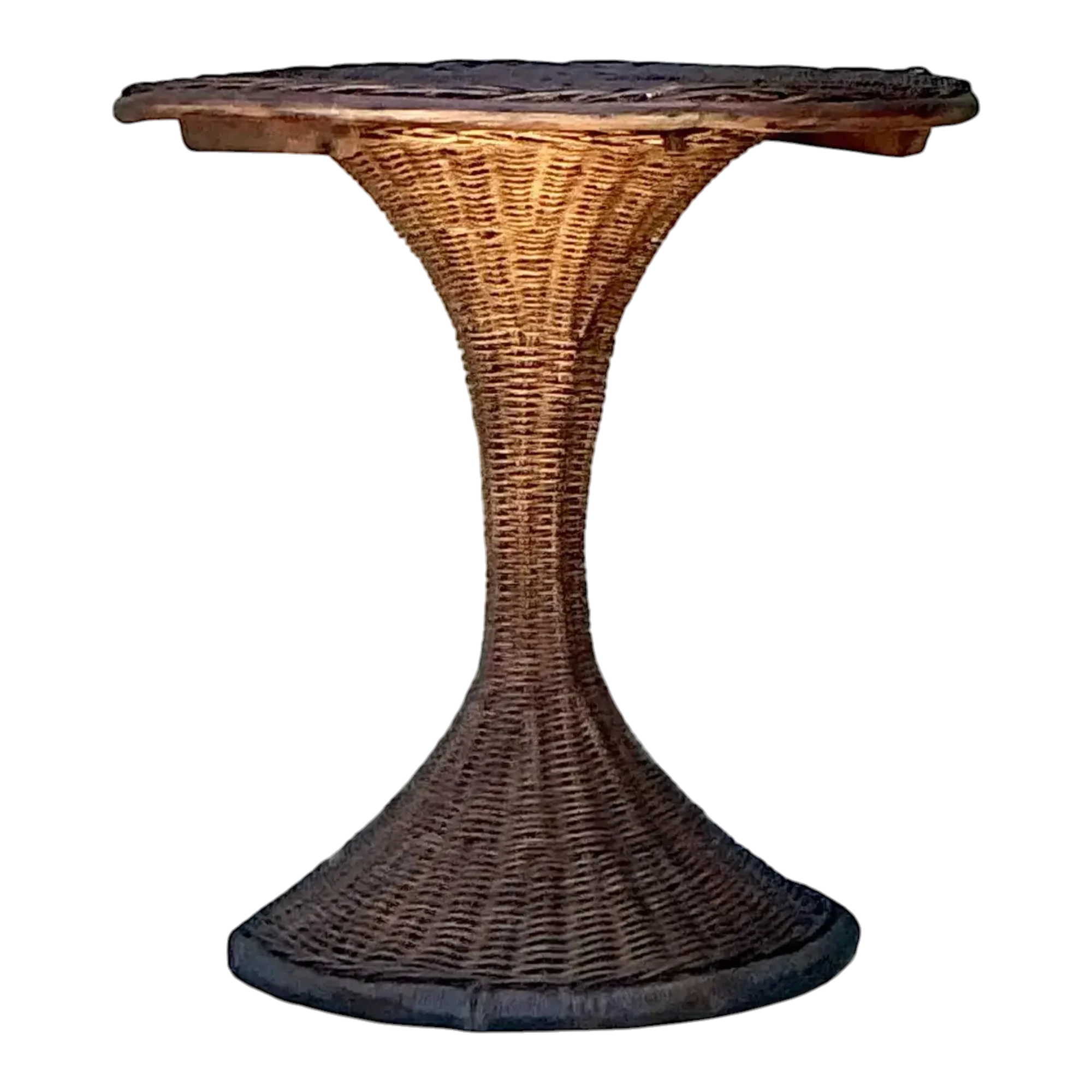 Vintage Woven Rattan Drinks Table