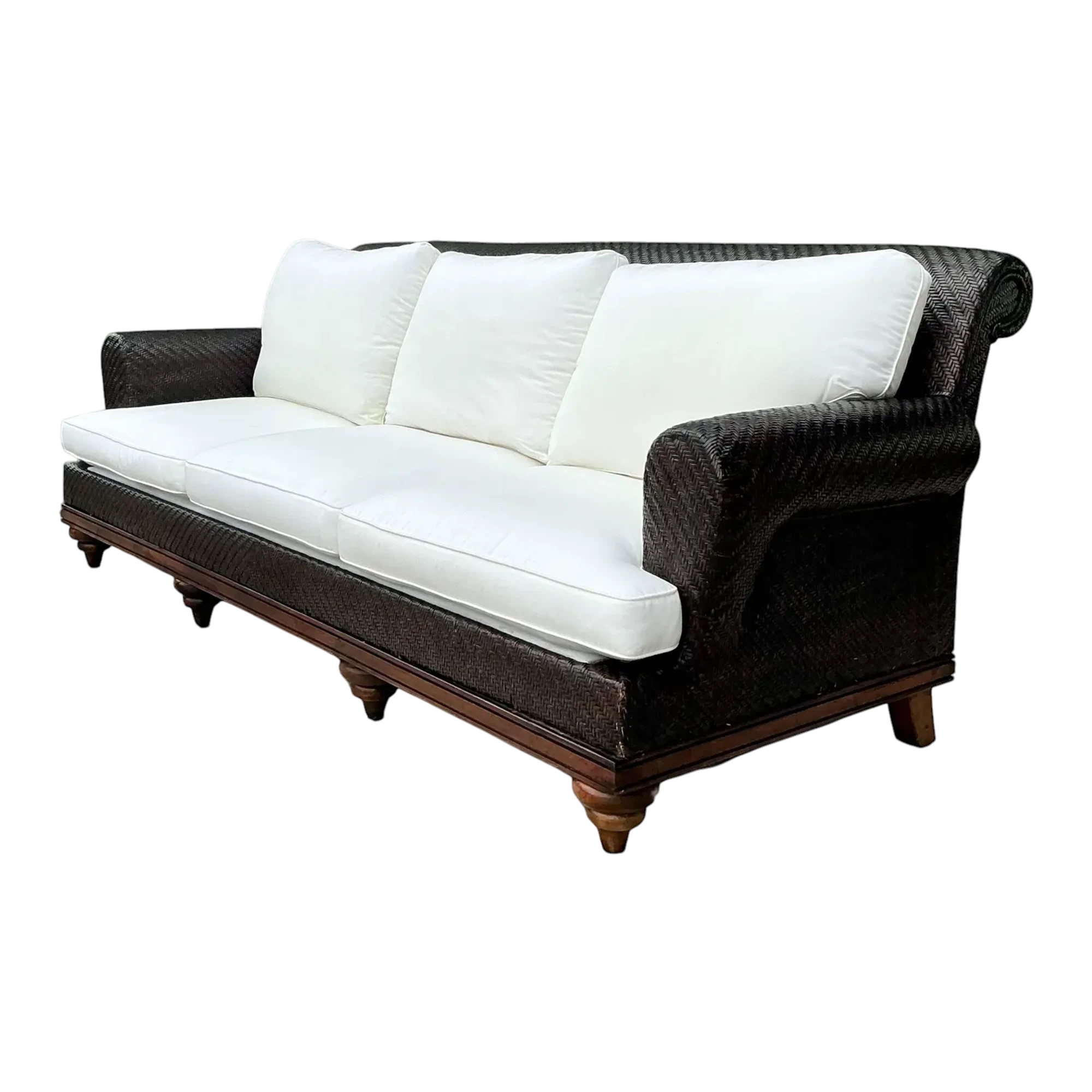 Vintage Woven Rattan Three Seat Sofa