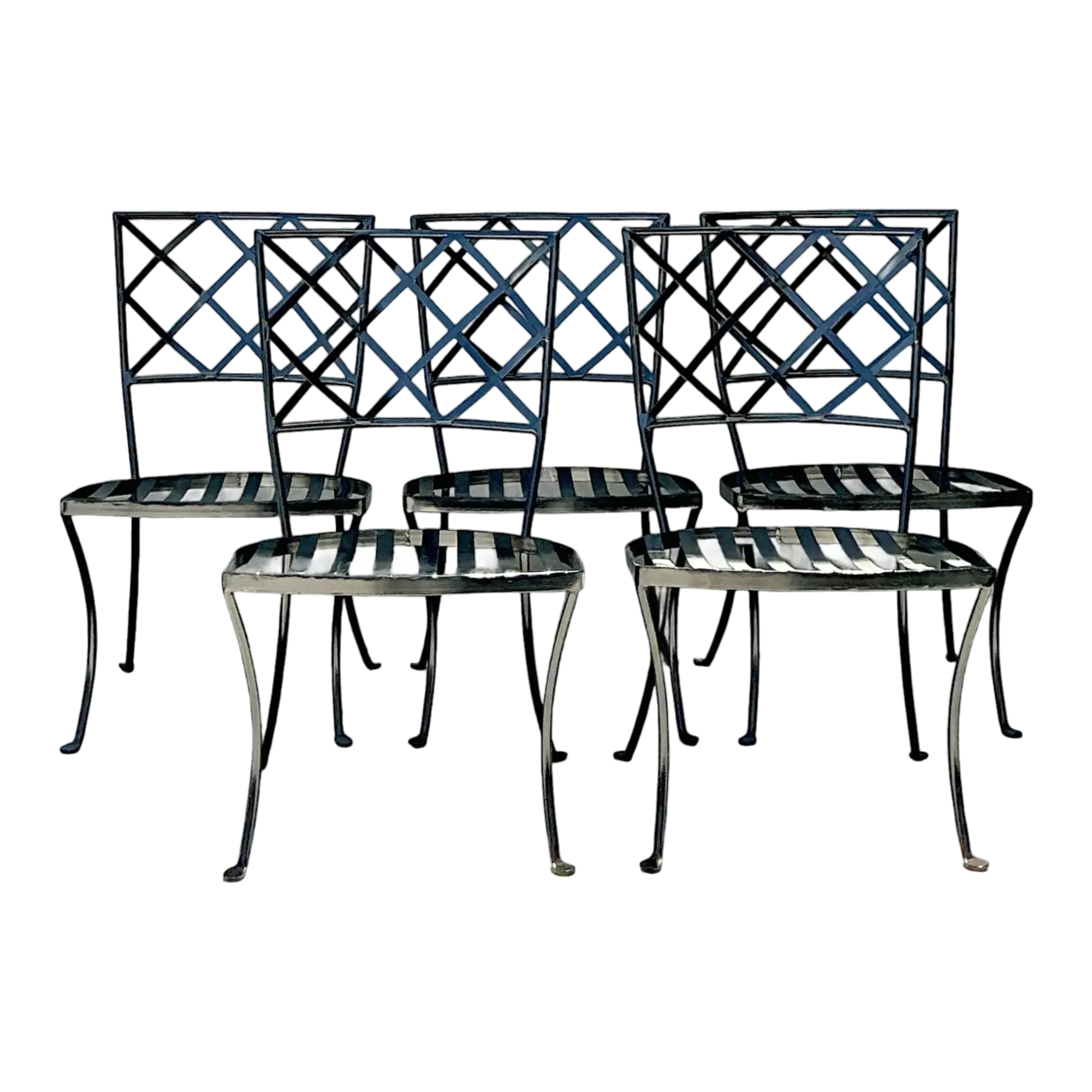 Vintage Wrought Iron Trellis Dining Chairs - Set of 5 — additional photo 1