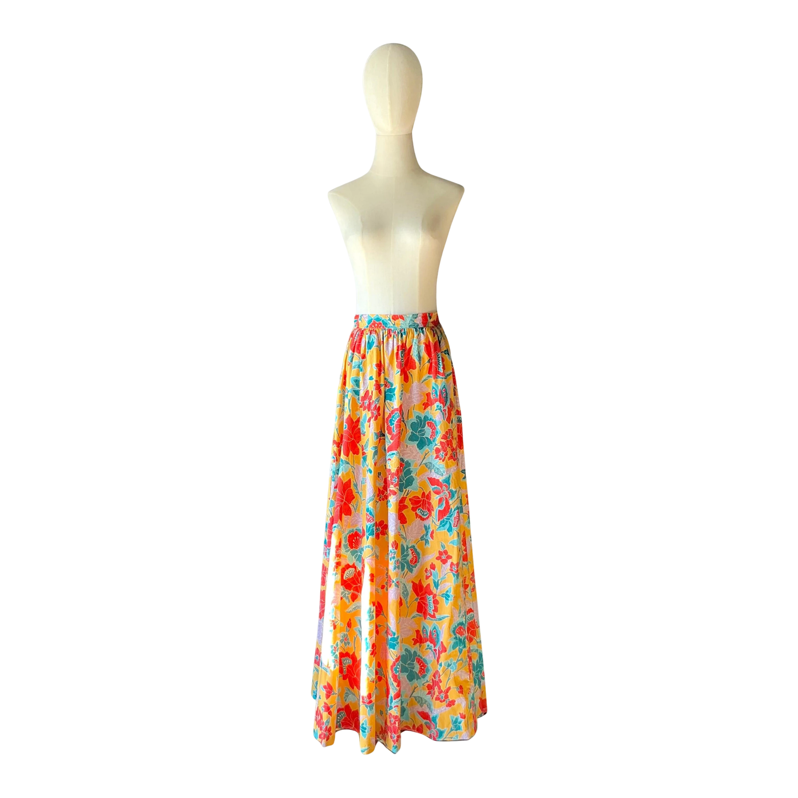 Vintage Yves Saint Laurent Colorful Floral Maxi Skirt