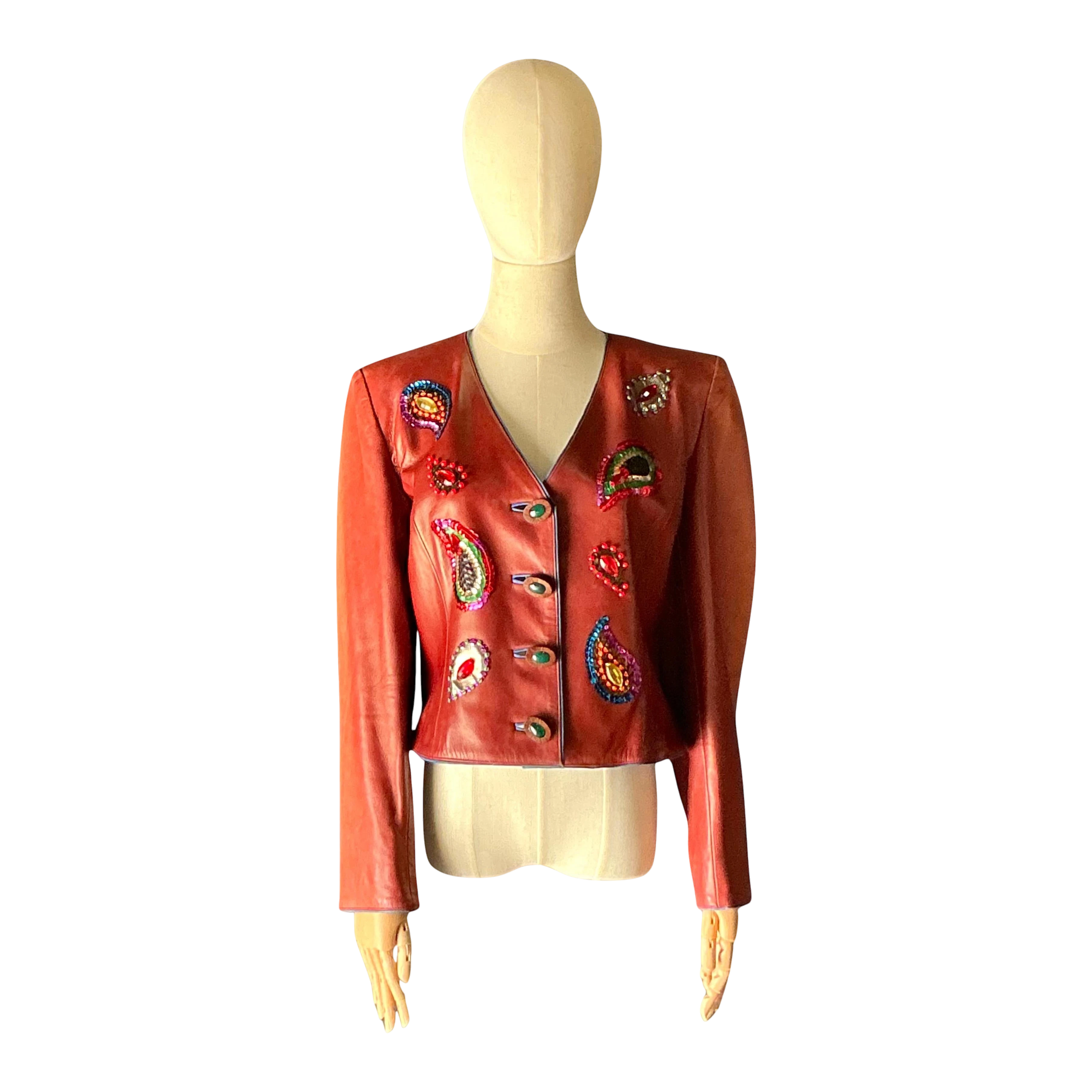 Vintage Yves Saint Laurent Rive Gauche Embellished Leather Jacket