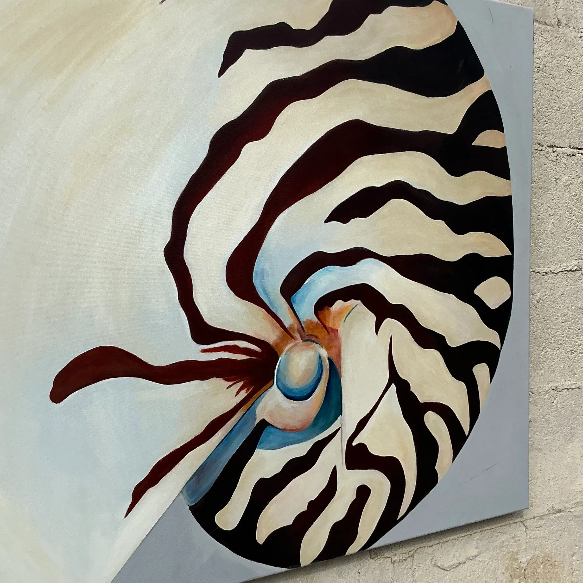 Vintage Coastal Original Nautilus Oil Painting on Canvas — additional photo 4