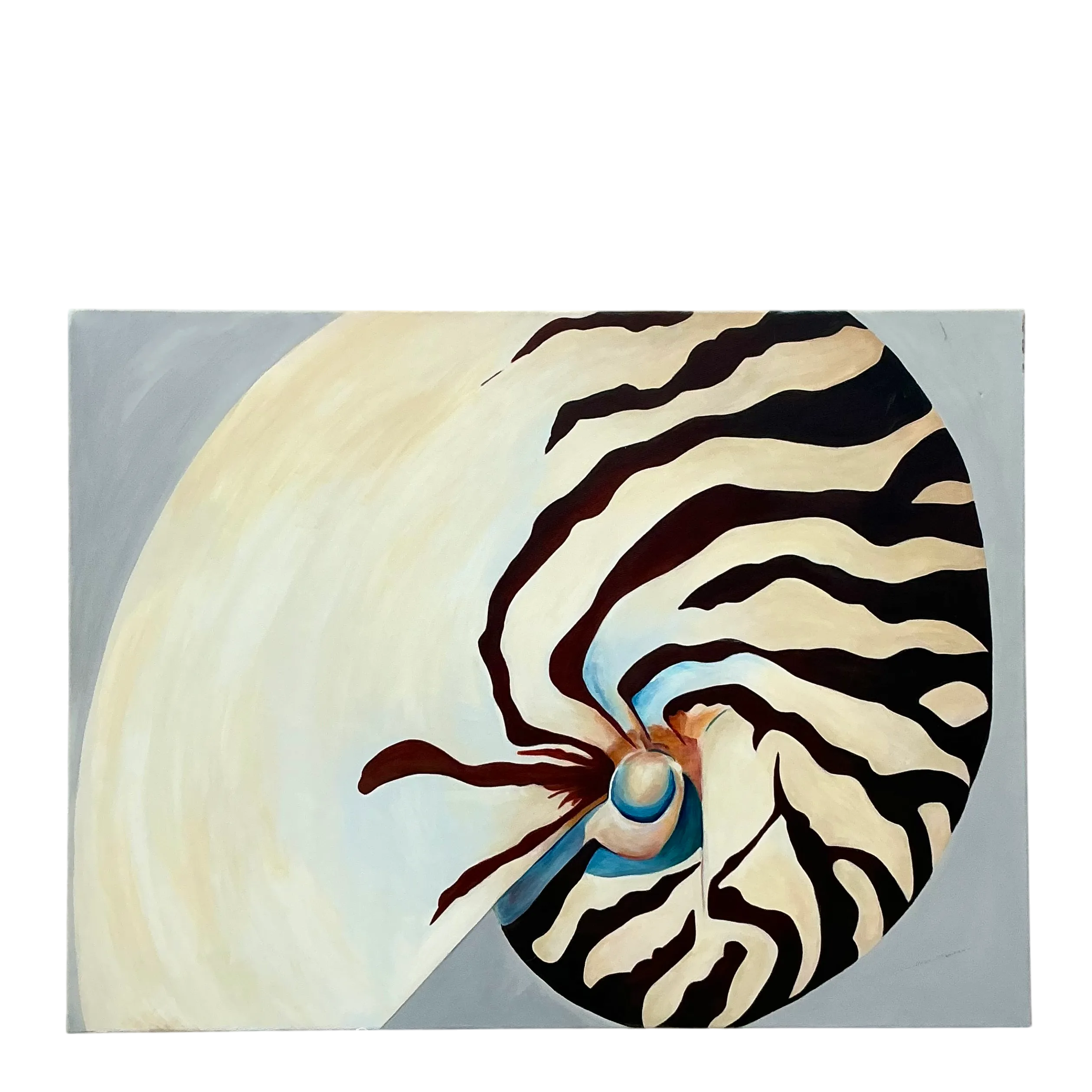 Vintage Coastal Original Nautilus Oil Painting on Canvas