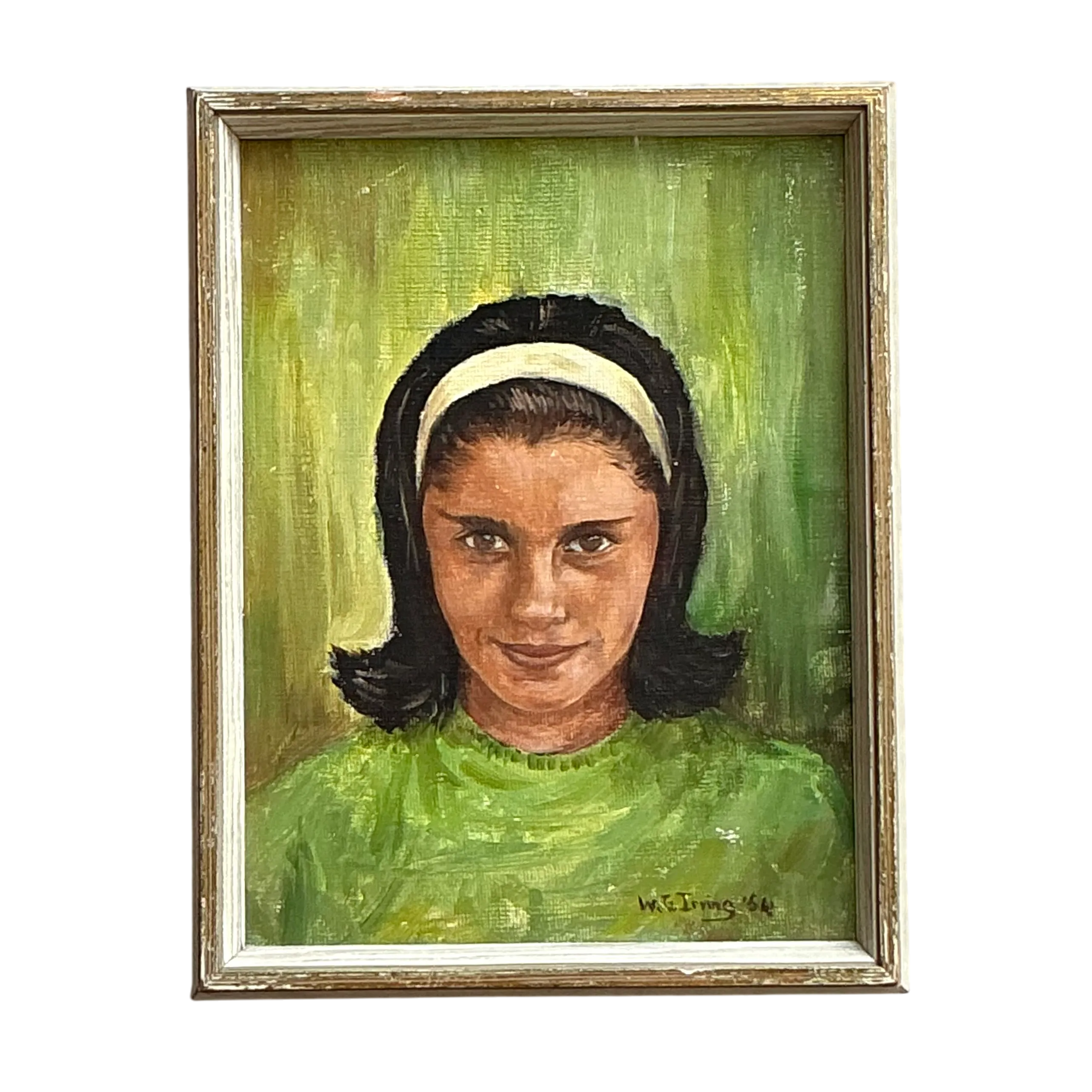 Vintage Boho Original Oil Portrait On Board