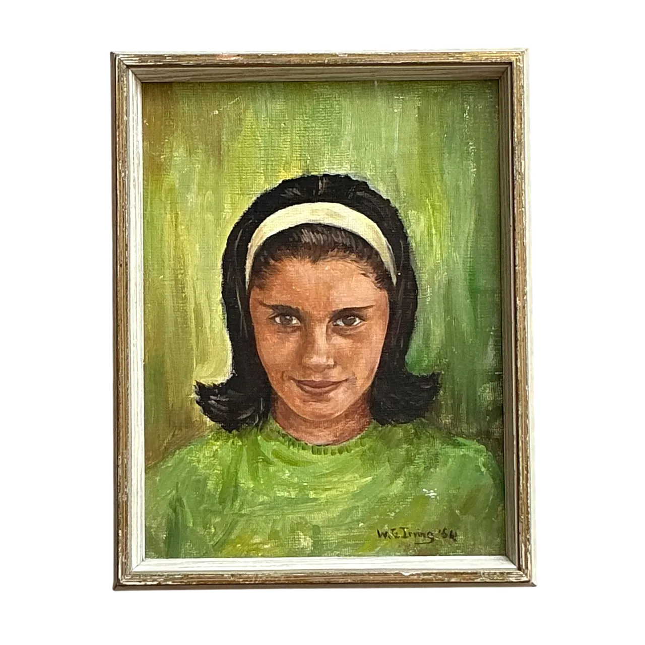 Vintage Boho Original Oil Portrait On Board