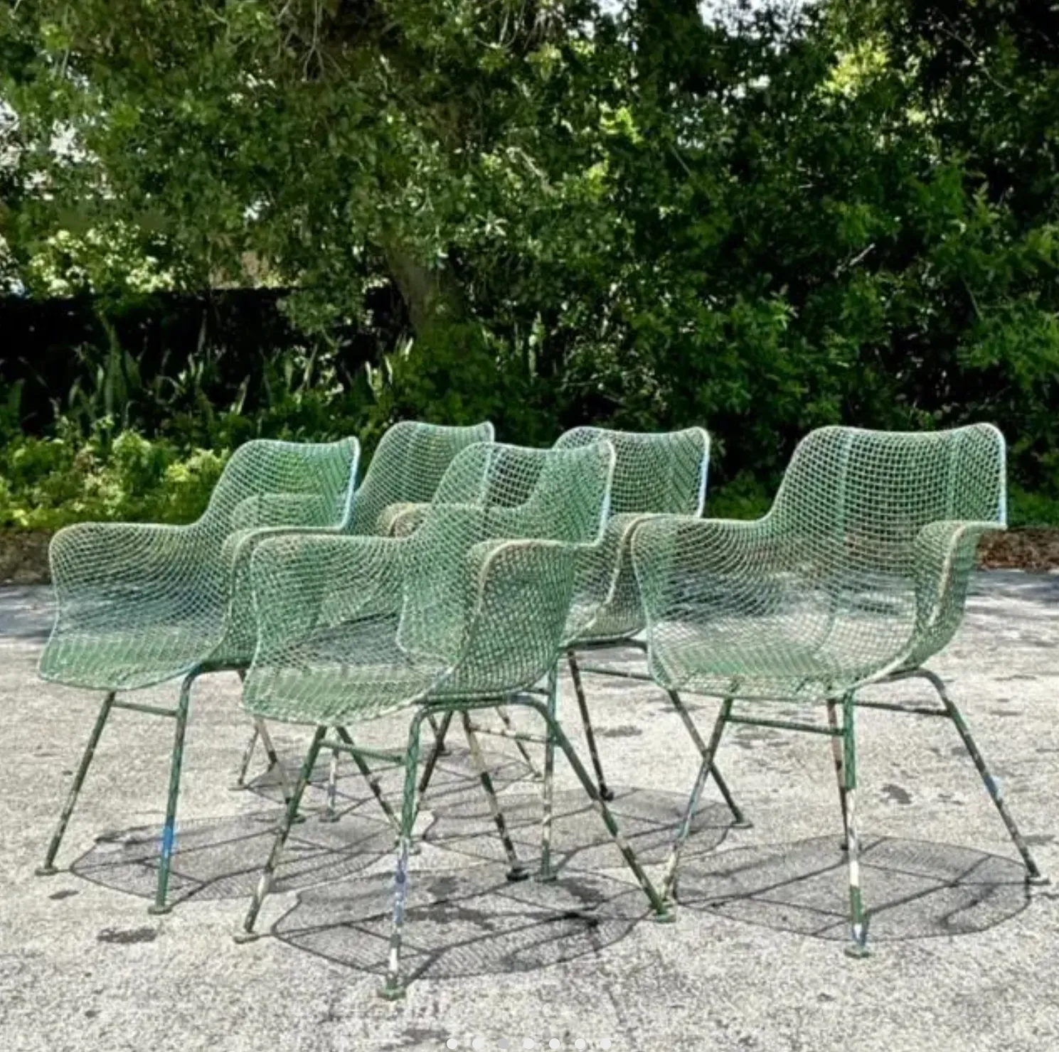 Vintage Mid-Century Modern Wrought Iron “Sculptura” Chairs After Woodard - Set of 5 — additional photo 1