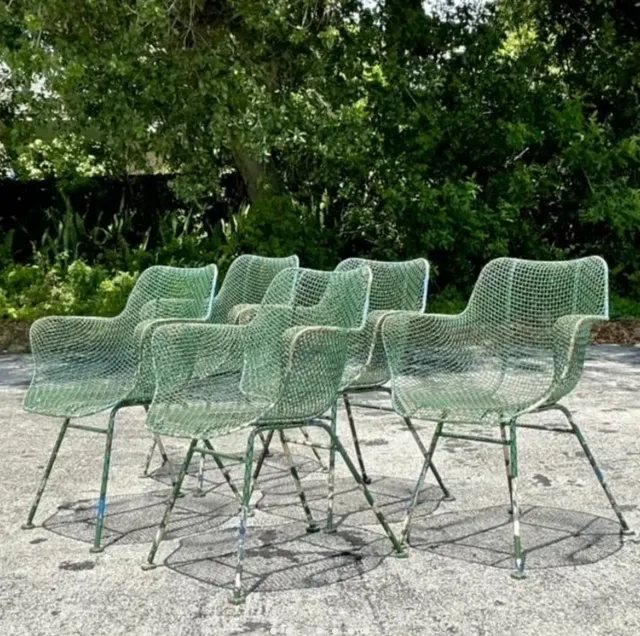 Vintage Mid-Century Modern Wrought Iron “Sculptura” Chairs After Woodard - Set of 5 — additional photo 1