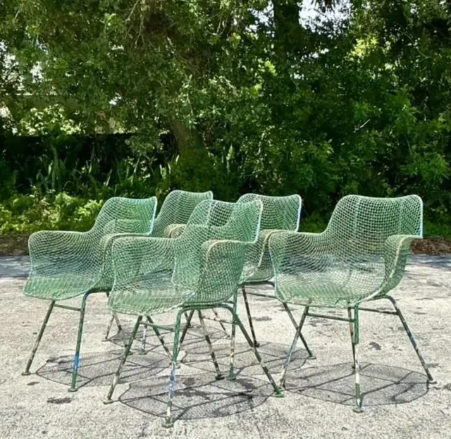 Vintage Mid-Century Modern Wrought Iron “Sculptura” Chairs After Woodard - Set of 5 — additional photo 2