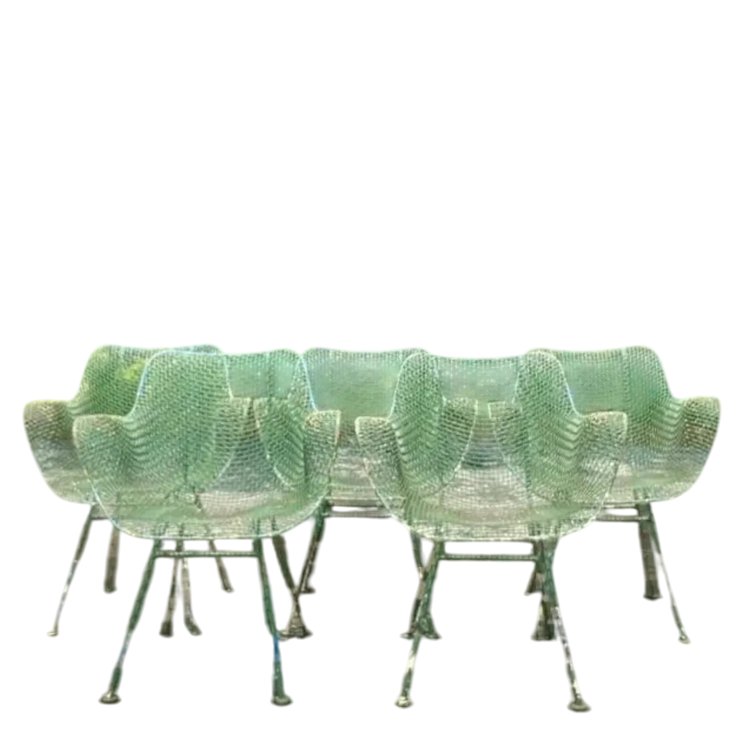 Vintage Mid-Century Modern Wrought Iron “Sculptura” Chairs After Woodard - Set of 5
