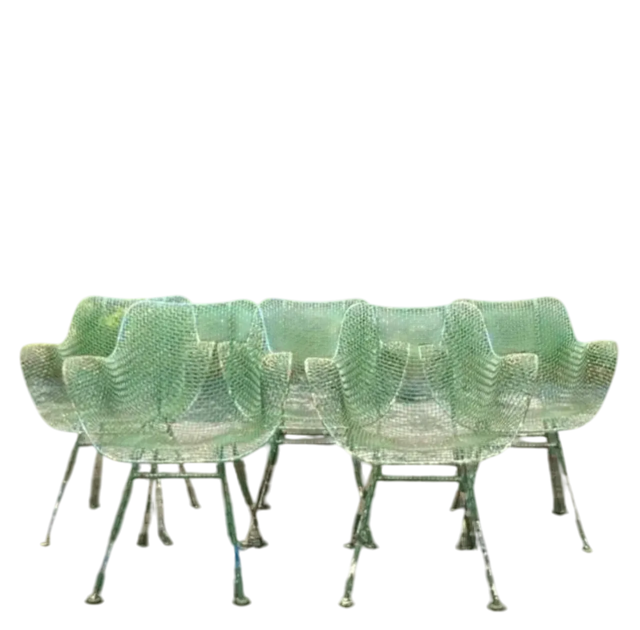 Vintage Mid-Century Modern Wrought Iron “Sculptura” Chairs After Woodard - Set of 5