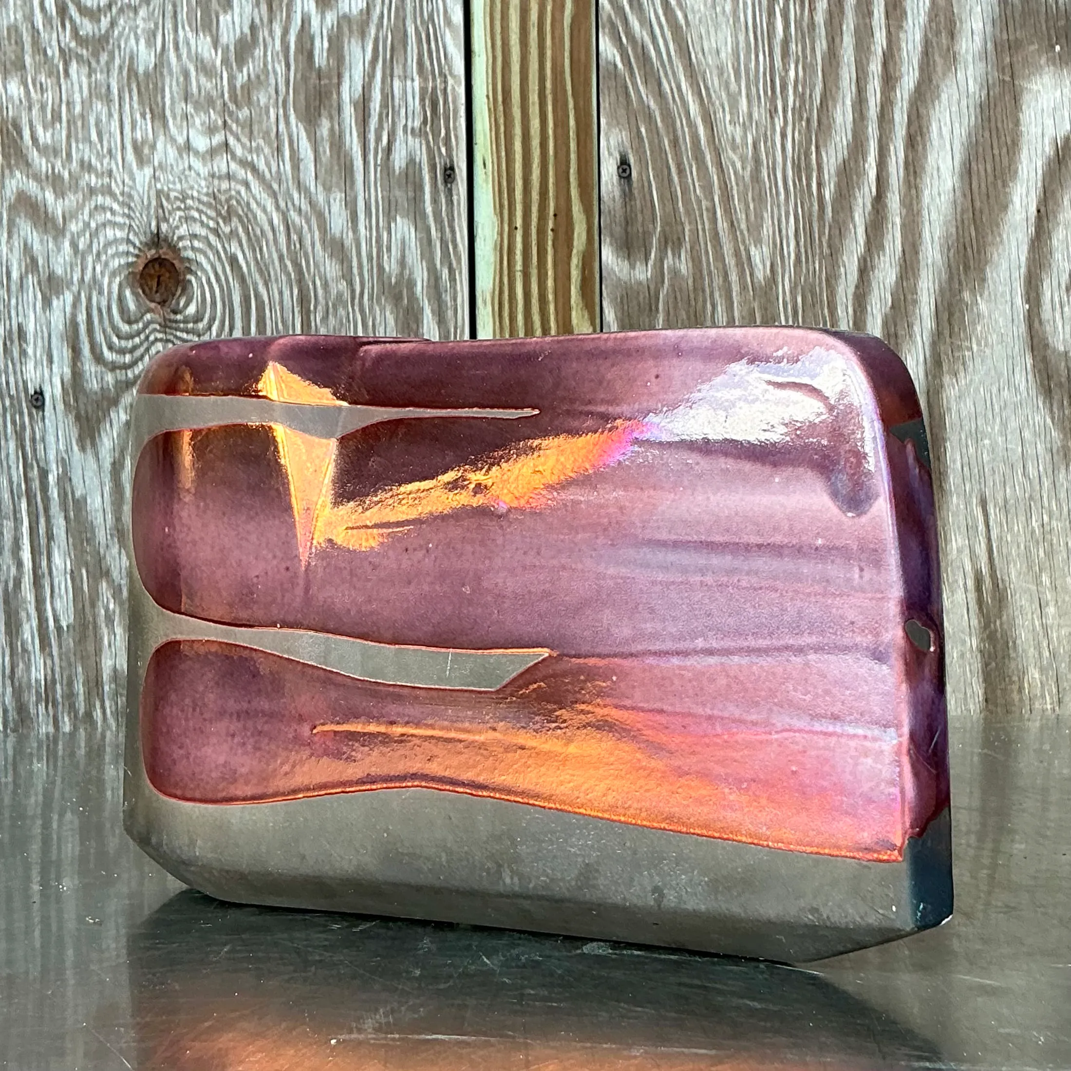Vintage Boho Tony Evans Raku Fired Studio Pottery Vase — additional photo 5