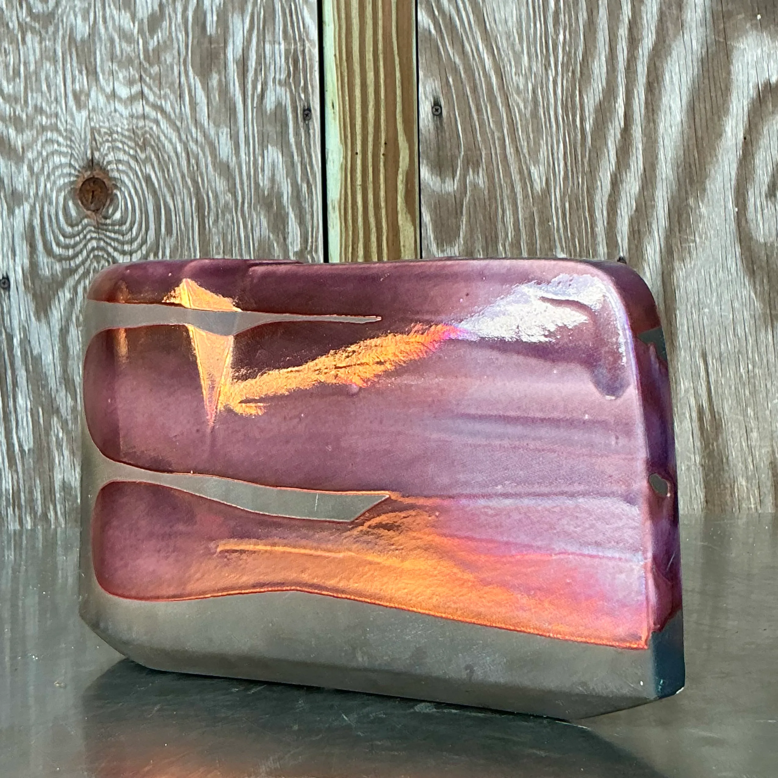 Vintage Boho Tony Evans Raku Fired Studio Pottery Vase — additional photo 1