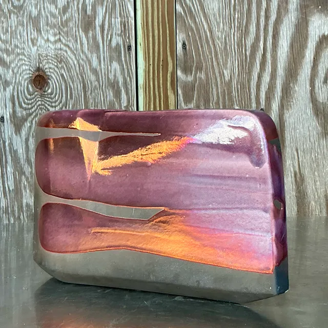 Vintage Boho Tony Evans Raku Fired Studio Pottery Vase — additional photo 1