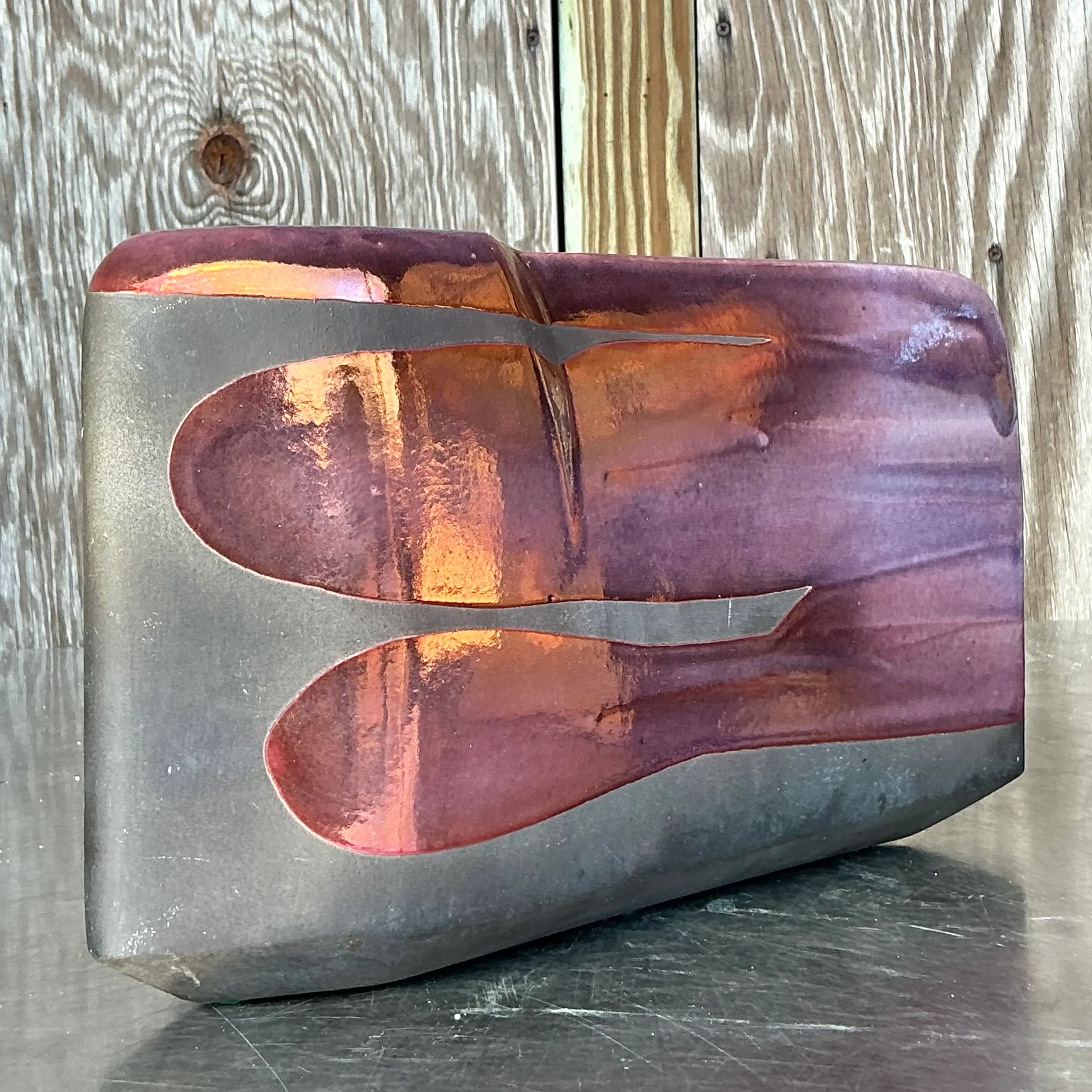 Vintage Boho Tony Evans Raku Fired Studio Pottery Vase — additional photo 3