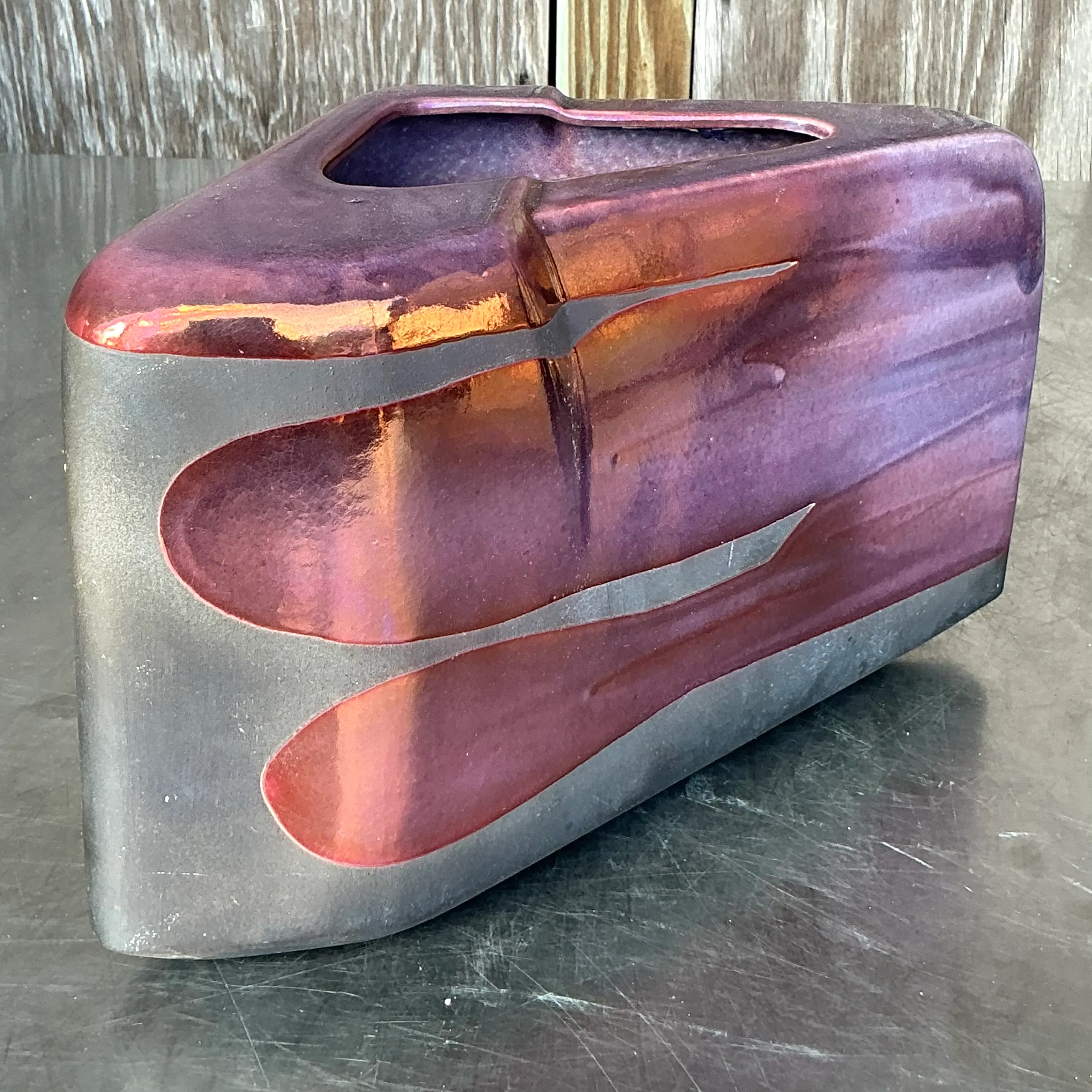 Vintage Boho Tony Evans Raku Fired Studio Pottery Vase — additional photo 4