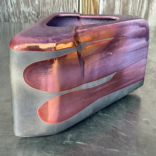 Vintage Boho Tony Evans Raku Fired Studio Pottery Vase — additional photo 4