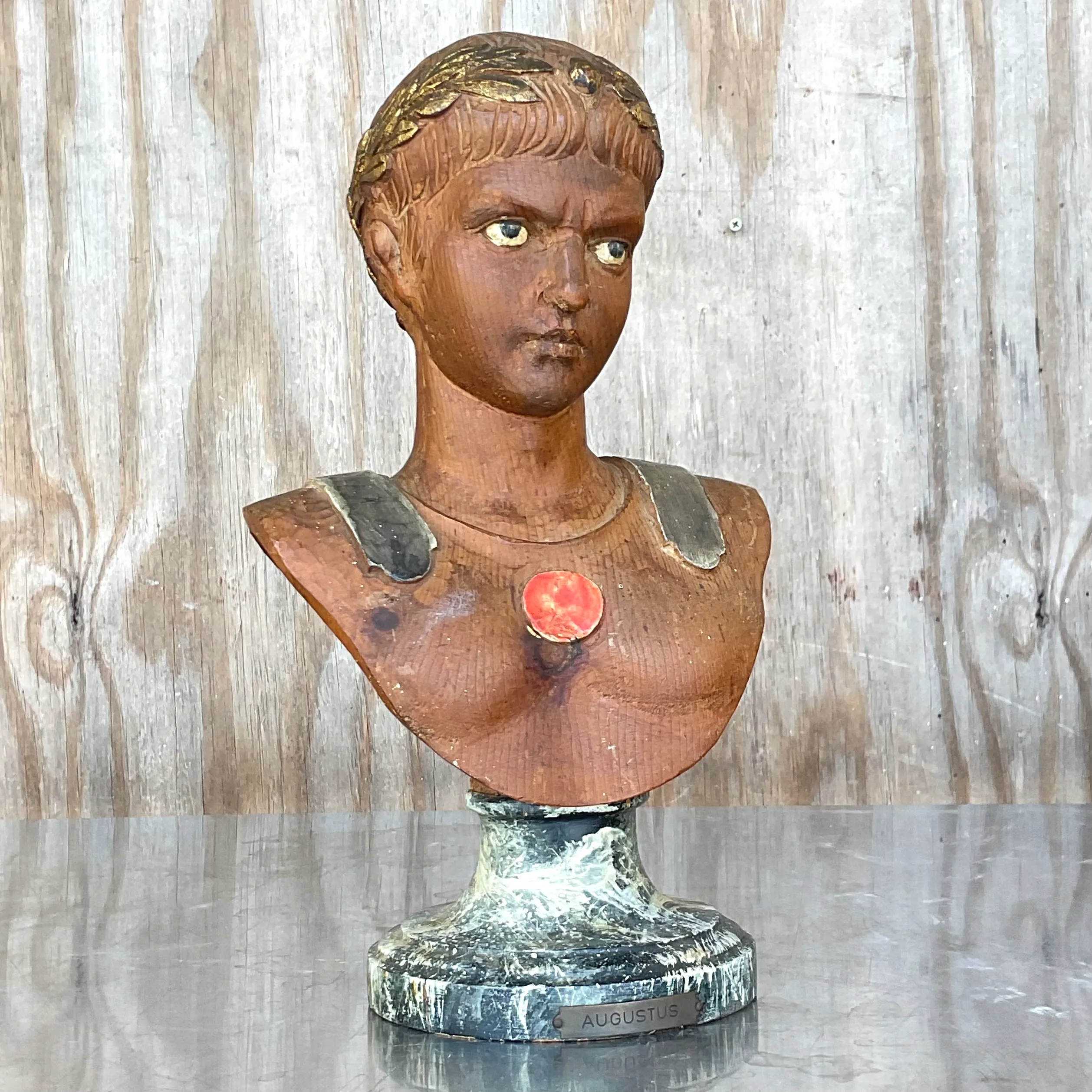 Vintage Italian 19th C. Painted Wood Carved Emperor Busts- Set of 4 — additional photo 1