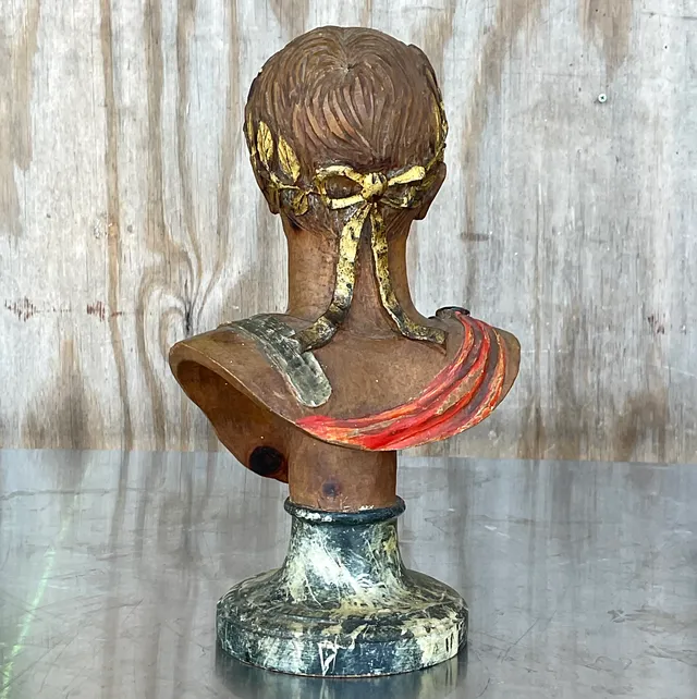 Vintage Italian 19th C. Painted Wood Carved Emperor Busts- Set of 4 — additional photo 3