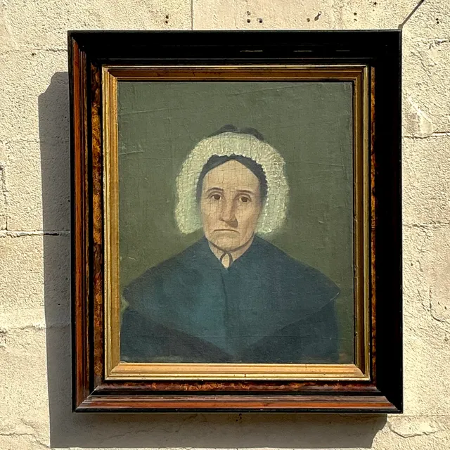 Vintage Boho 19th Century Original Oil Portrait of Woman — additional photo 1