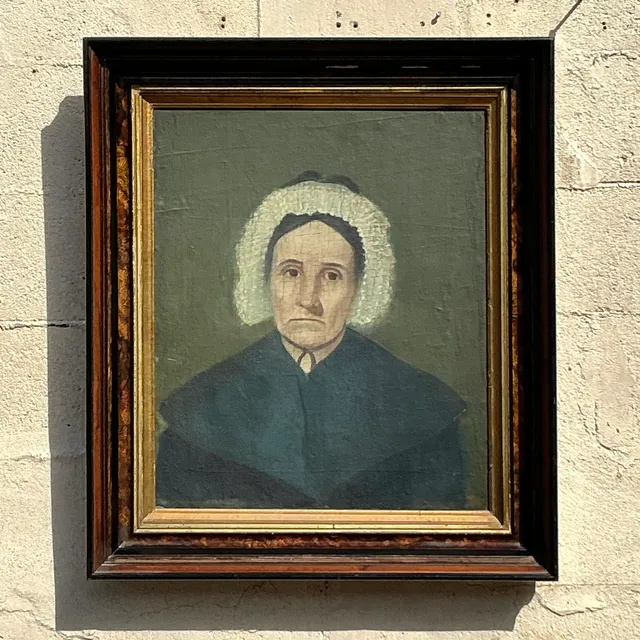 Vintage Boho 19th Century Original Oil Portrait of Woman — additional photo 2