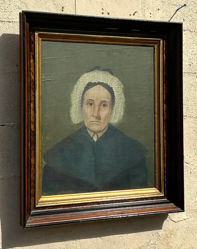 Vintage Boho 19th Century Original Oil Portrait of Woman — additional photo 3