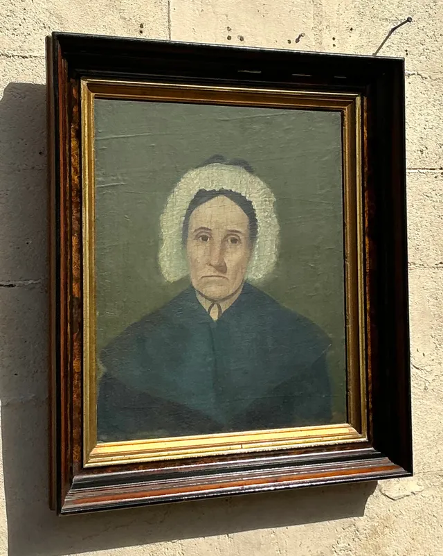 Vintage Boho 19th Century Original Oil Portrait of Woman — additional photo 4