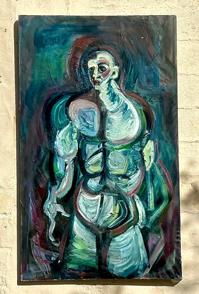 Vintage Boho Monumental Abstract Oil Painting — additional photo 1