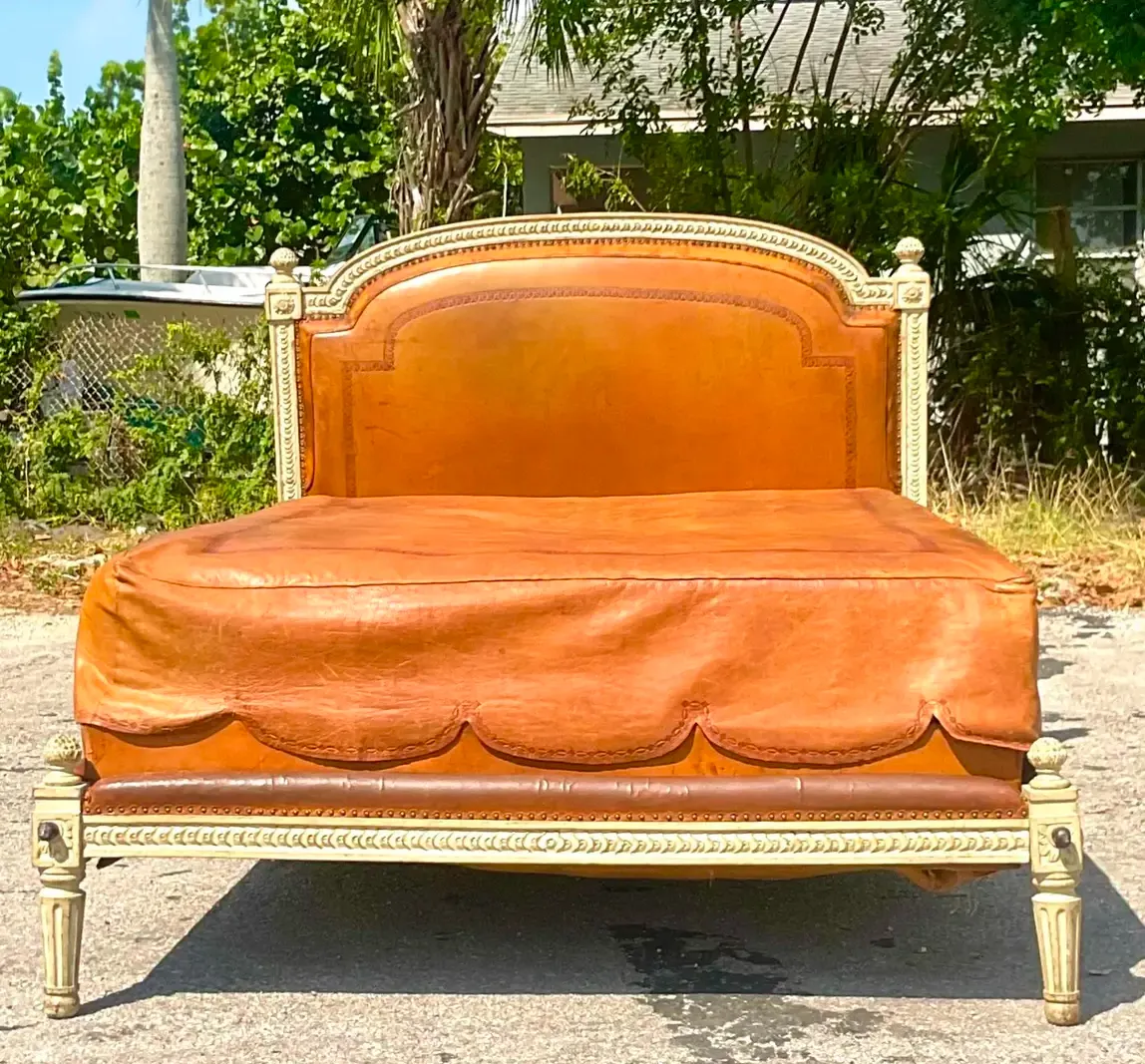 Vintage Regency Embossed Leather Daybed — additional photo 2