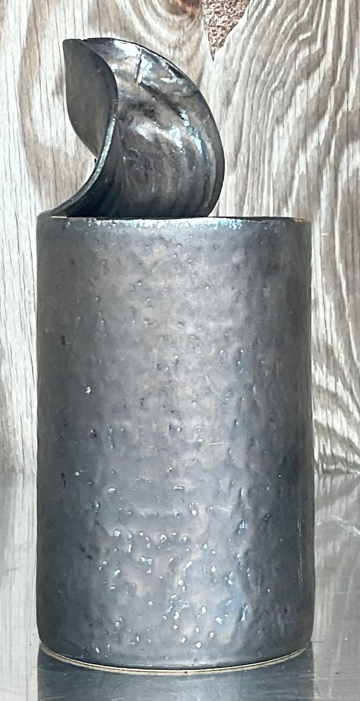 Late 20th Century Vintage Boho Studio Pottery Open Can Vase — additional photo 1