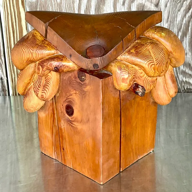 Vintage Boho Original Signed Hand Carved Outsider Art Sculpture — additional photo 3