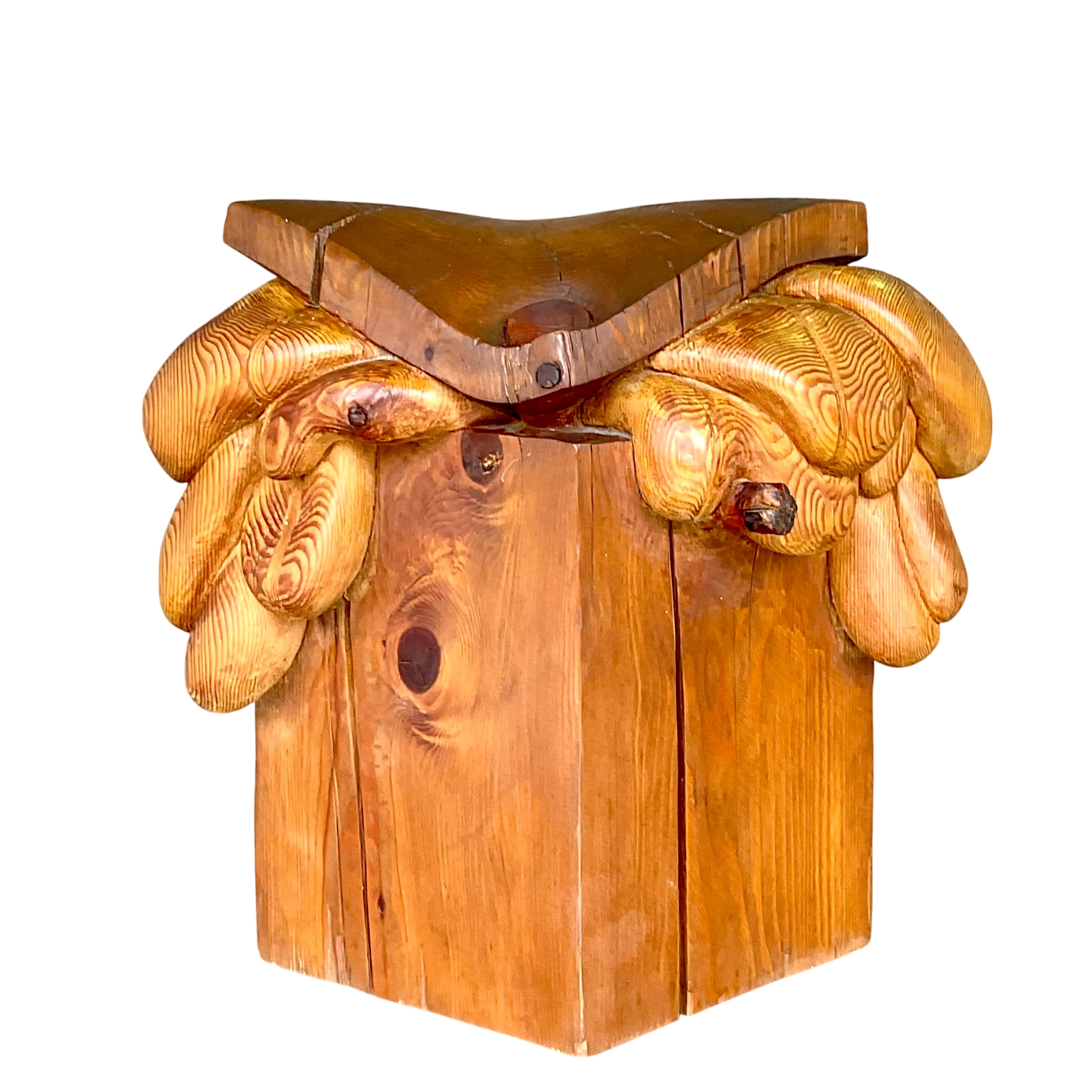 Vintage Boho Original Signed Hand Carved Outsider Art Sculpture — additional photo 6