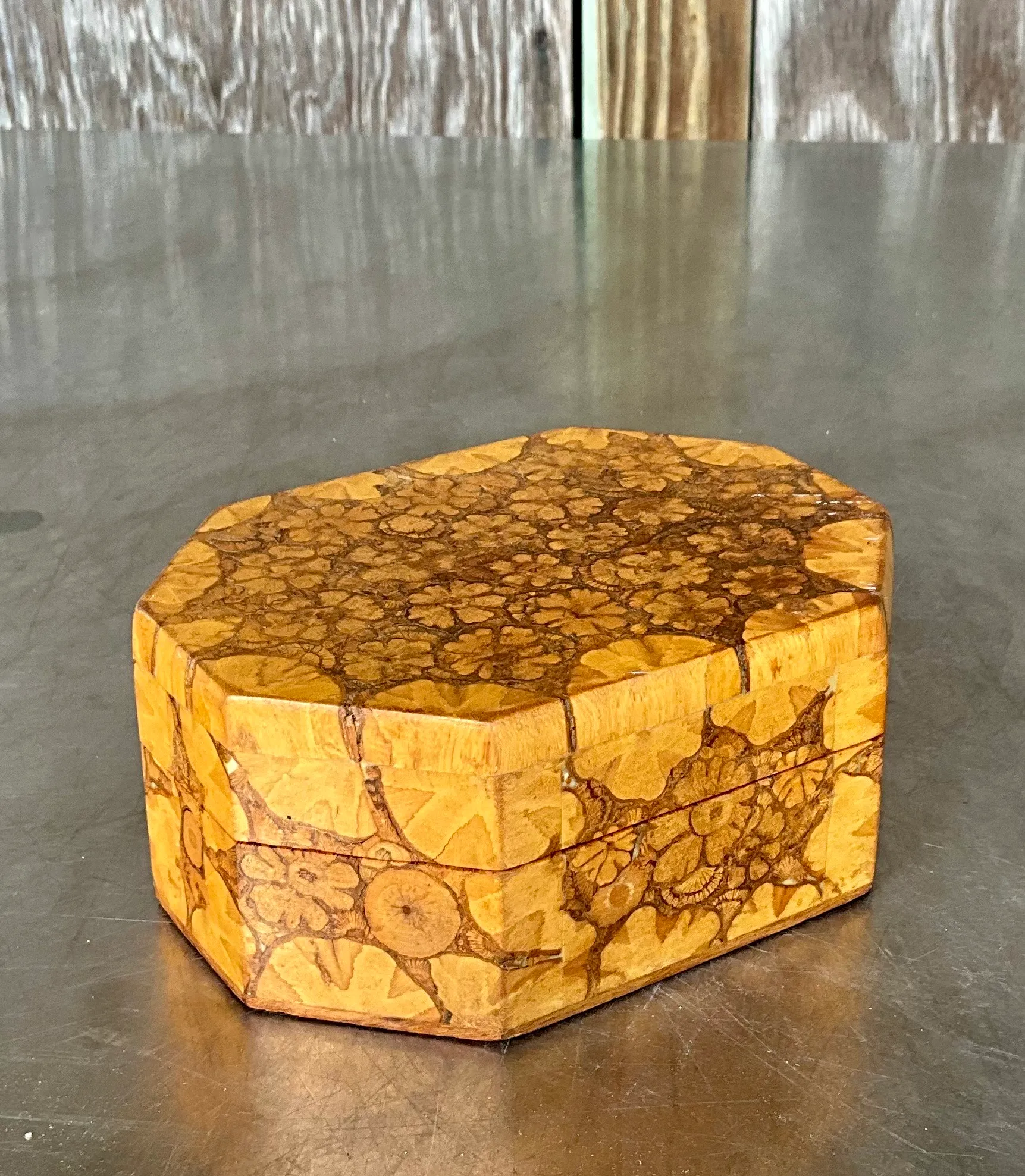 Vintage Boho Burl Wood Box