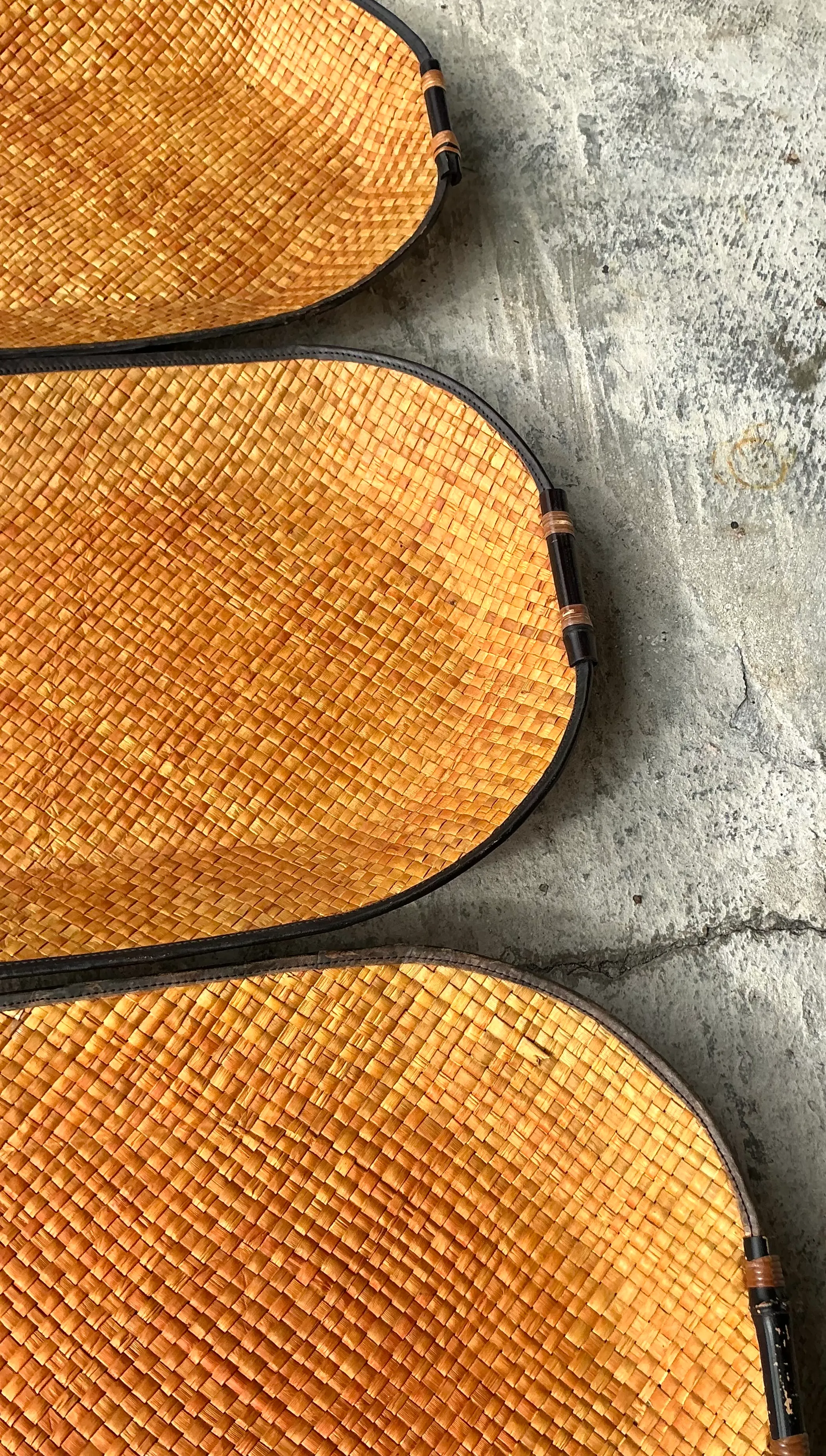 Vintage Bamboo Rattan Woven Trays- Set of 3 — additional photo 1