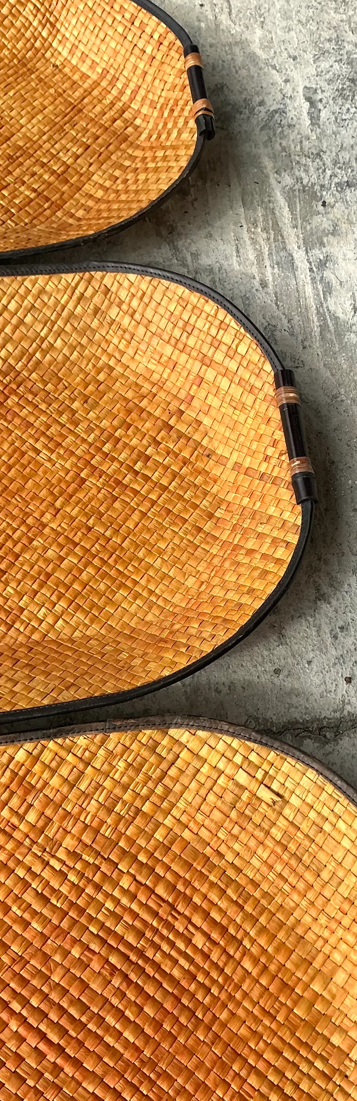 Vintage Bamboo Rattan Woven Trays- Set of 3 — additional photo 2